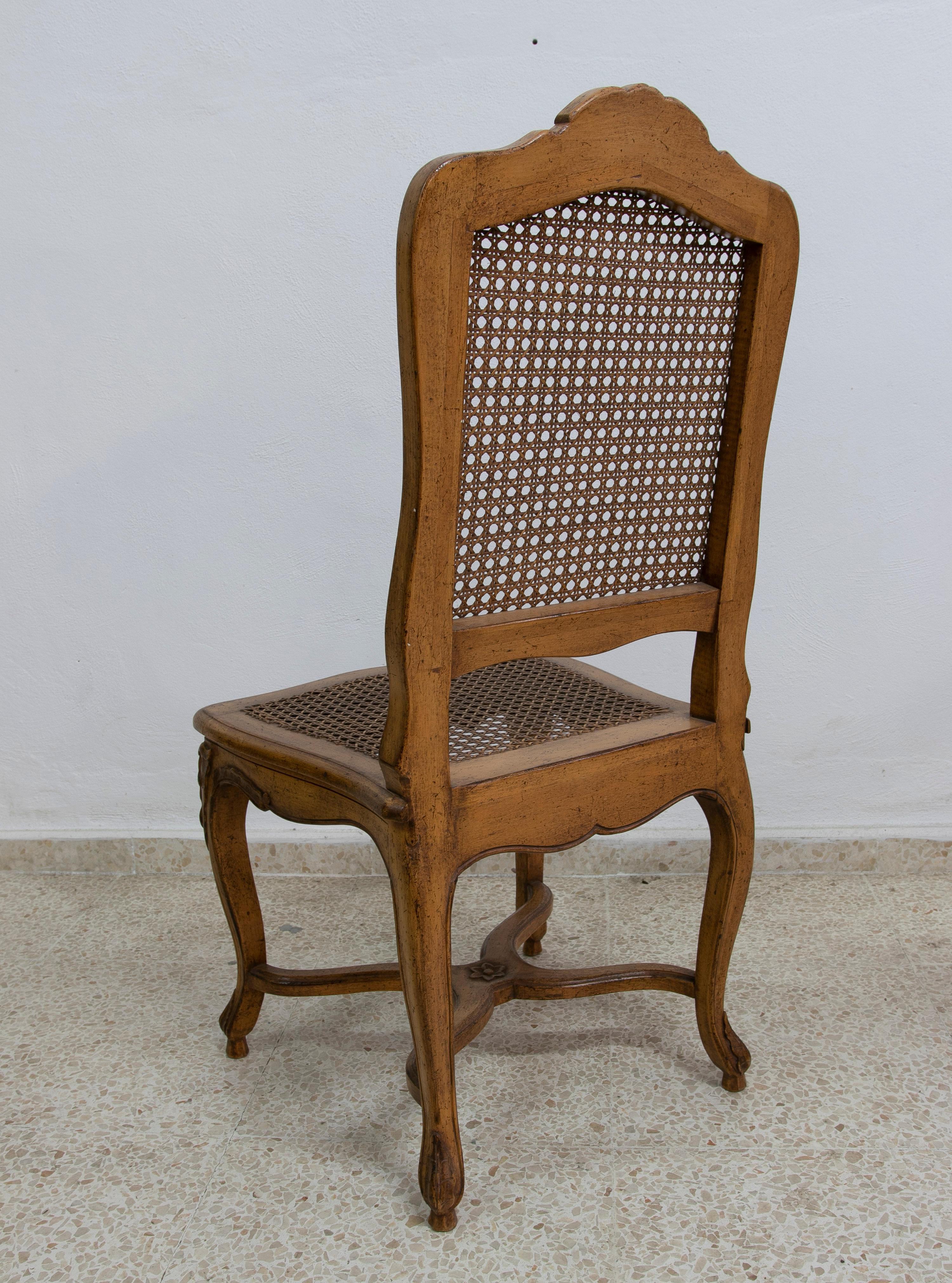1980s Spanish Handmade Oak Wood & Woven Cane Set of 8-Chairs & 2-Armchairs 1