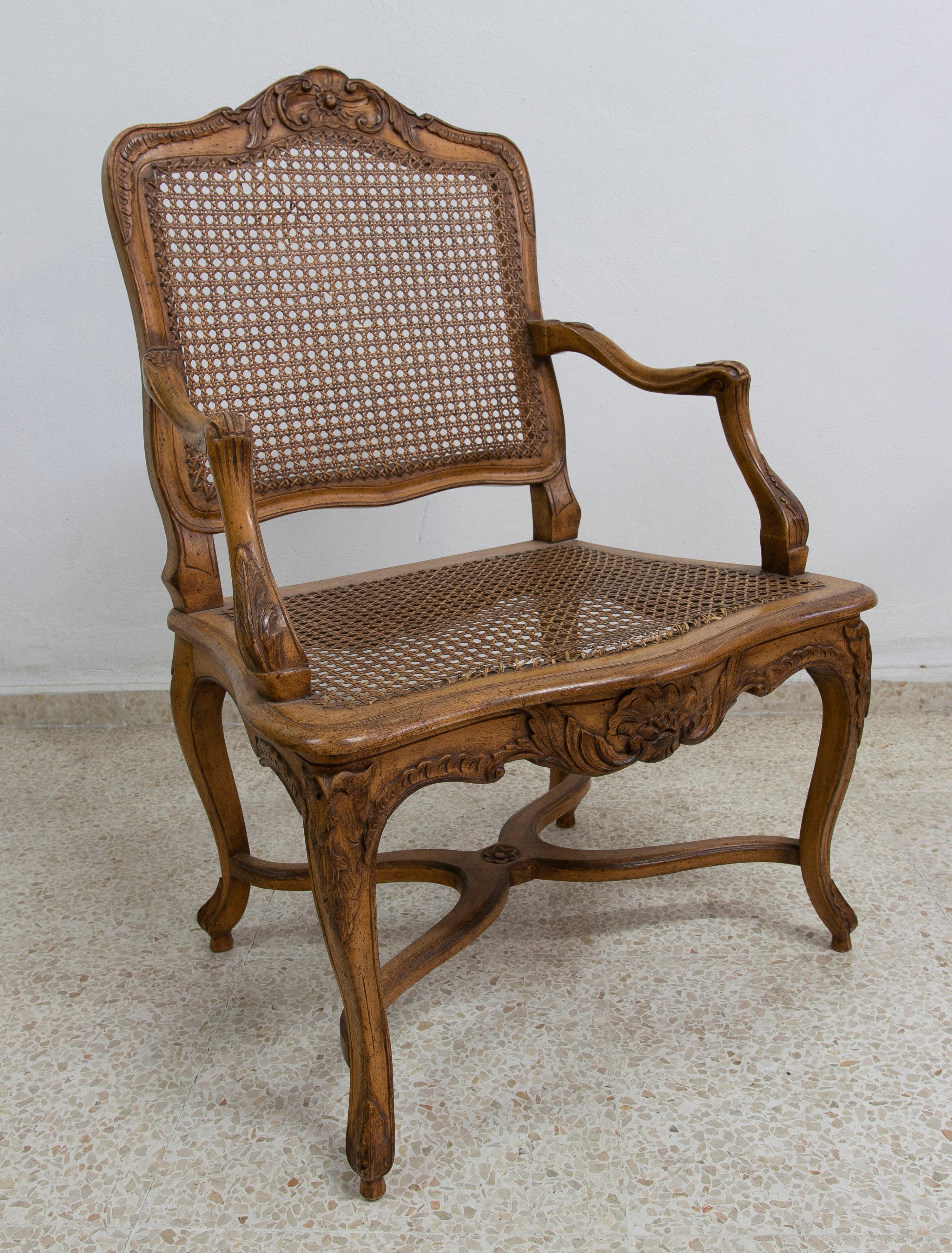 1980s Spanish Handmade Oak Wood & Woven Cane Set of 8-Chairs & 2-Armchairs 2