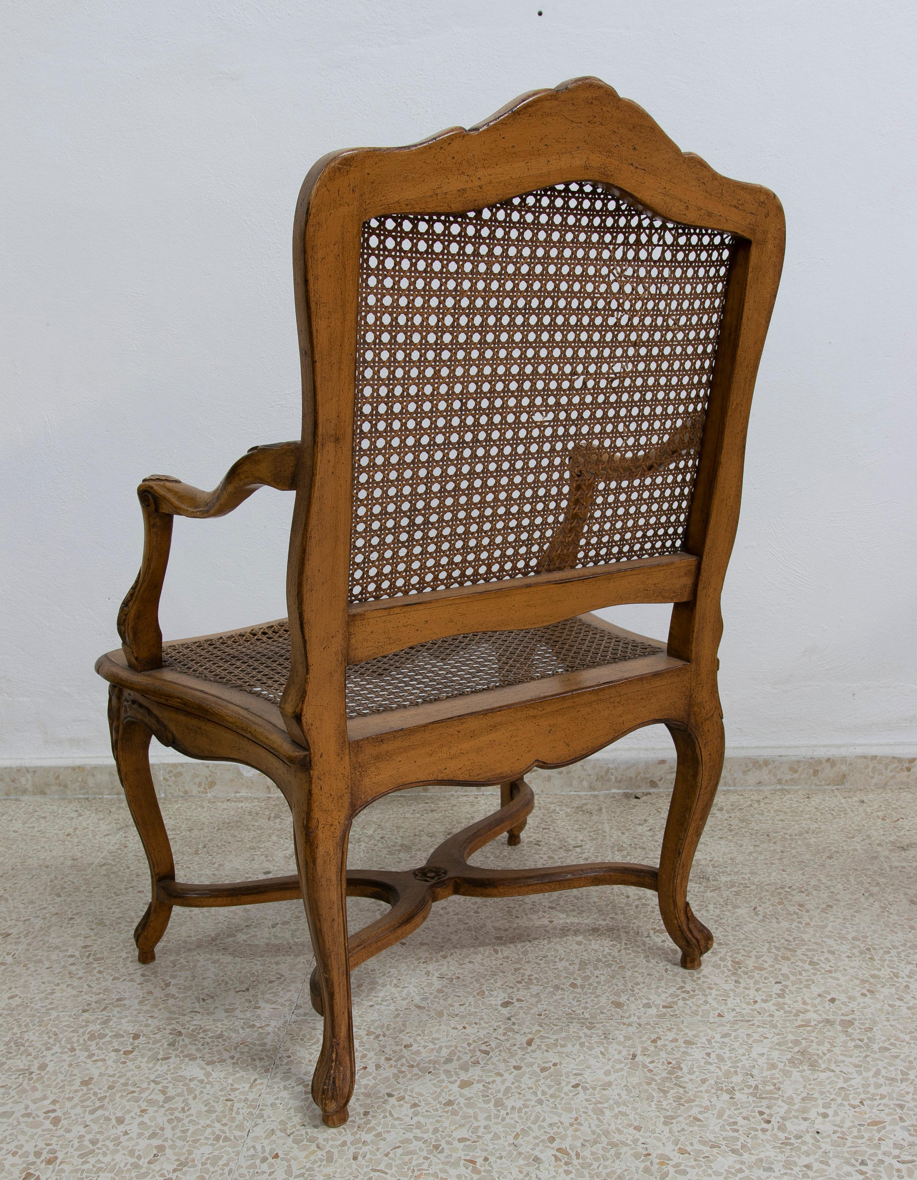 1980s Spanish Handmade Oak Wood & Woven Cane Set of 8-Chairs & 2-Armchairs 5