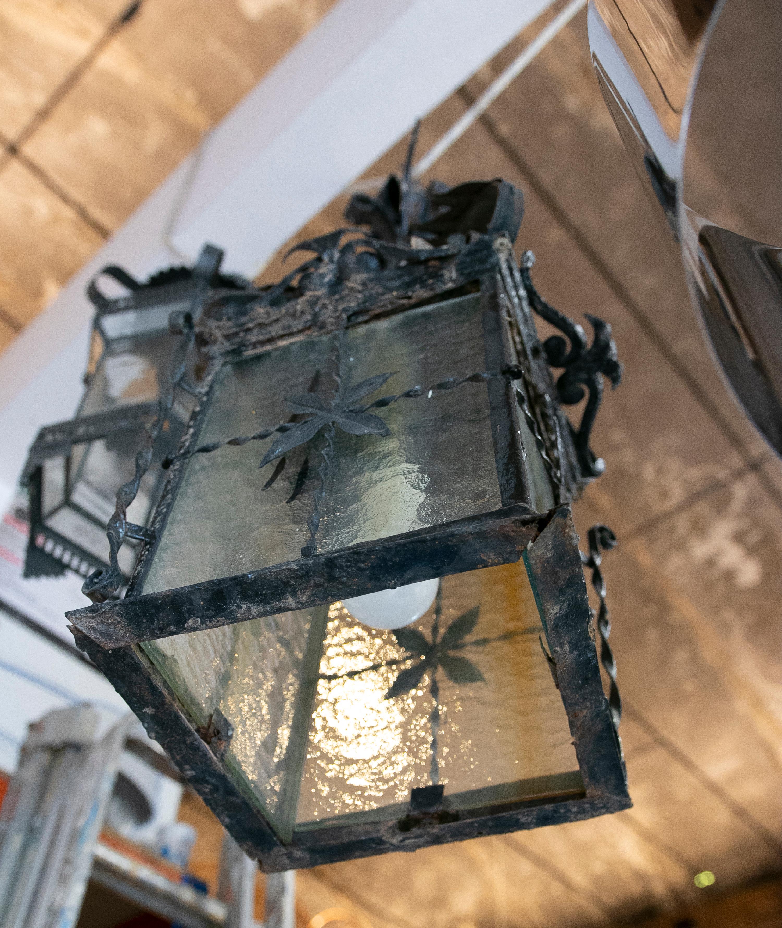 1980s Spanish Iron Lantern For Sale 1