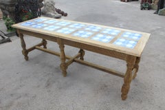 1980s Spanish Kitchen Table with Glazed Ceramic Tiled Top