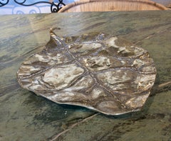 1980s, Spanish Leaf-Shaped Bronze Tray