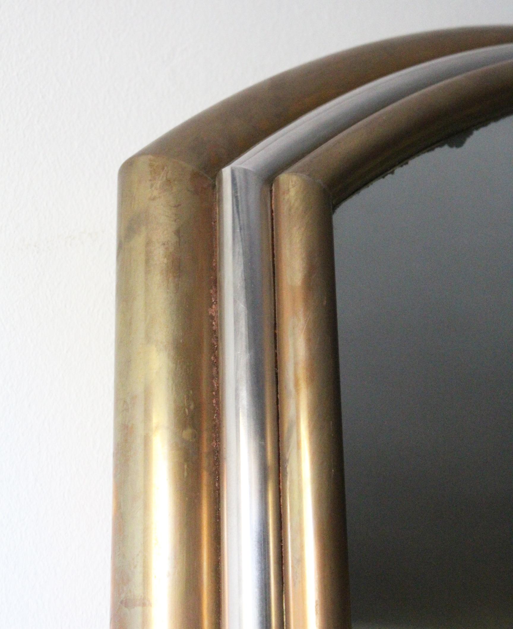 20th Century 1980s Spanish Metal Mirror with Two-Tone Brass Frame