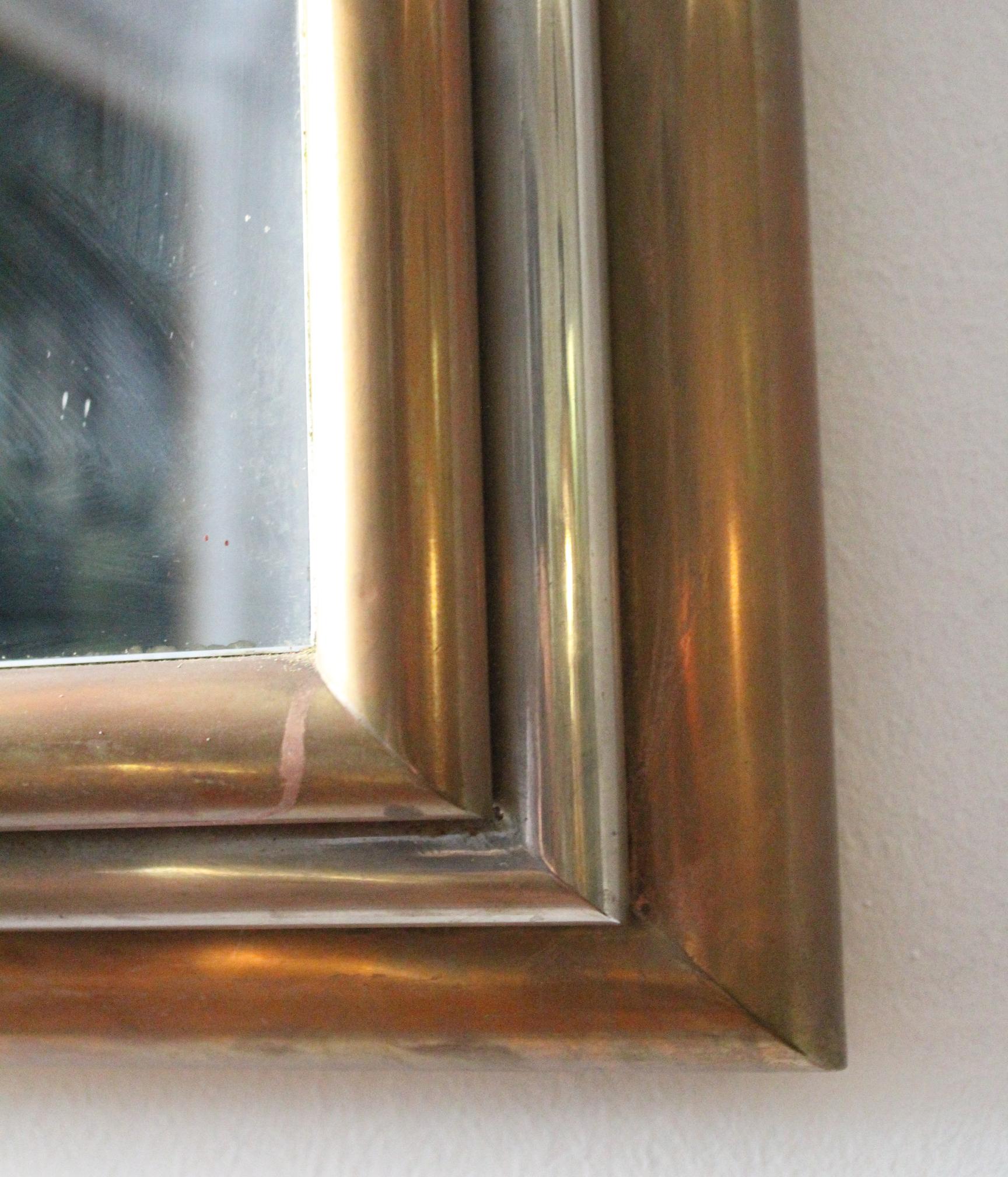 1980s Spanish Metal Mirror with Two-Tone Brass Frame 1