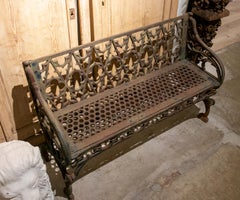 1980s Spanish Neobaroque Style Cast Iron Garden Bench Seat
