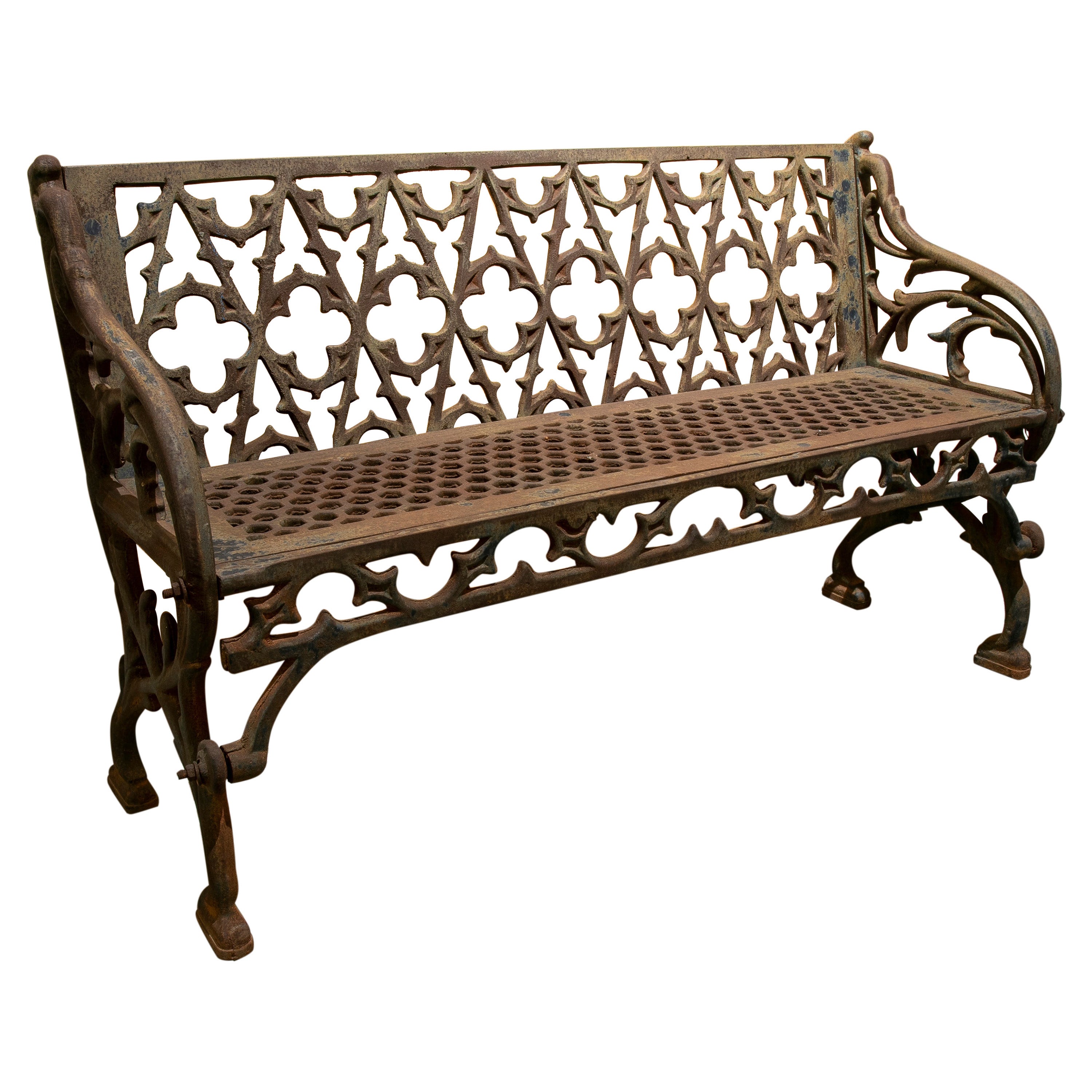 Banc de jardin en fonte de style néobaroque espagnol des années 1980