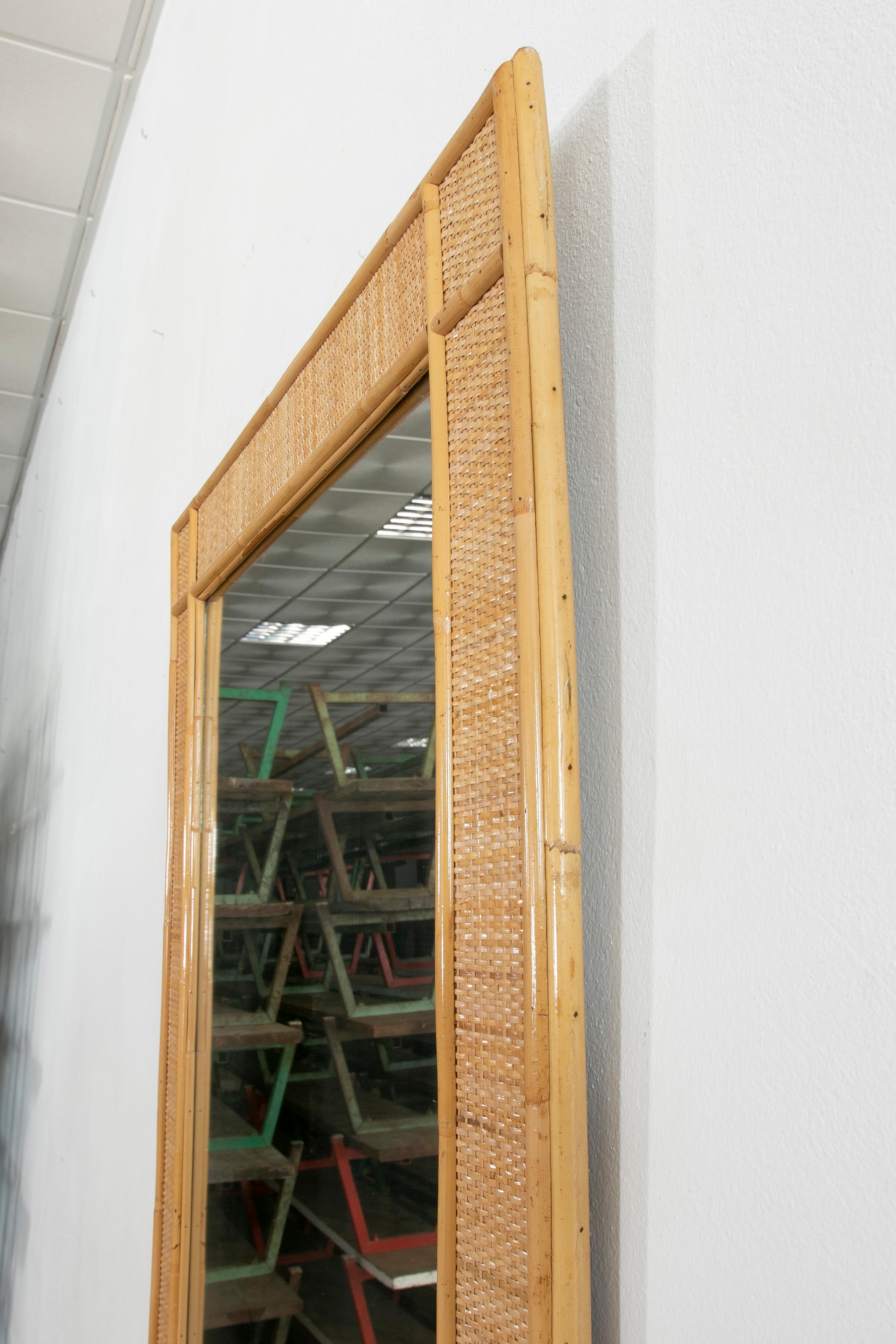 1980s, Spanish, Pair of Bamboo and Wicker Mirrors In Good Condition In Marbella, ES