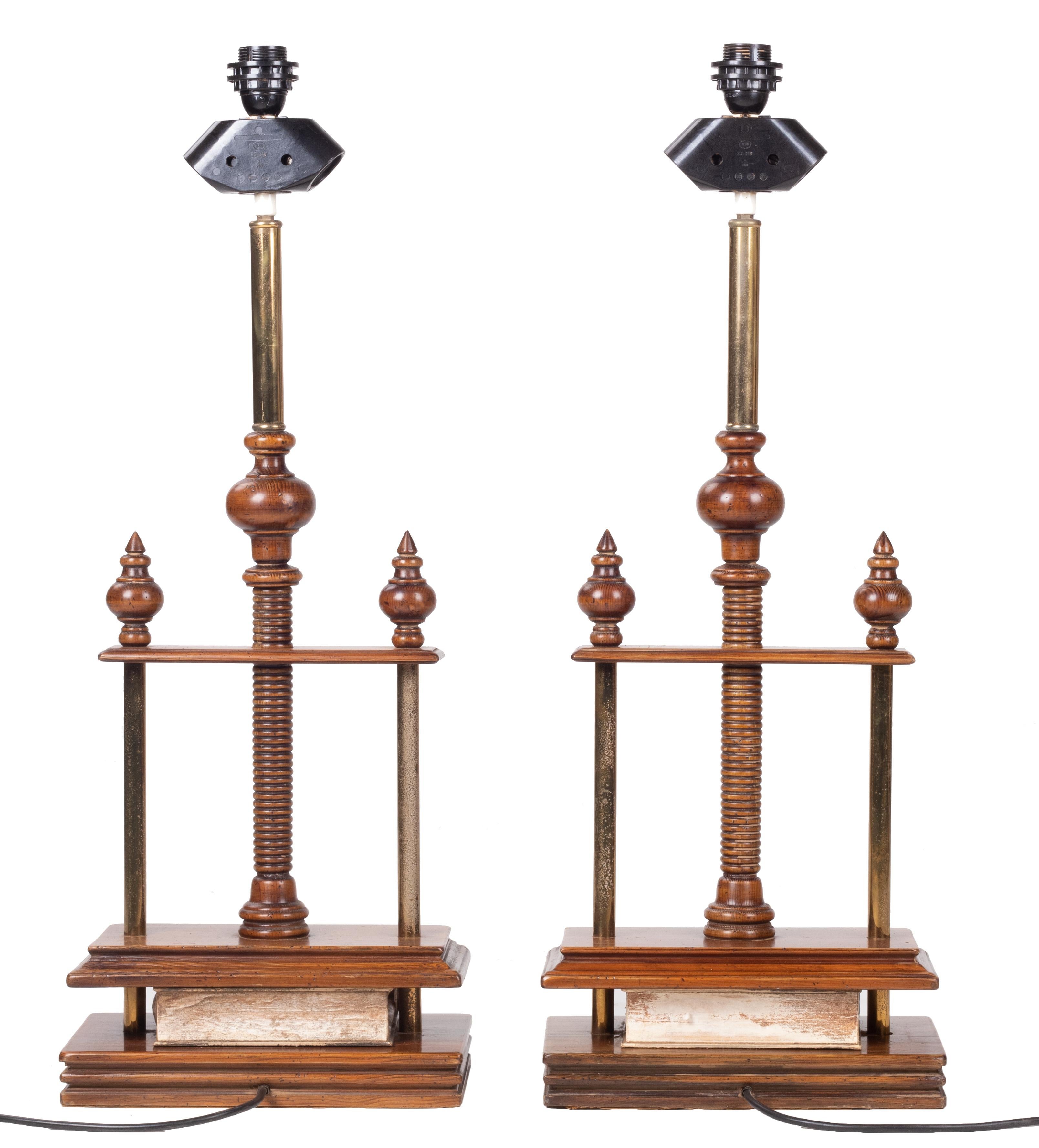 1980s Spanish Pair of Book Press Table Lamps In Good Condition For Sale In Marbella, ES