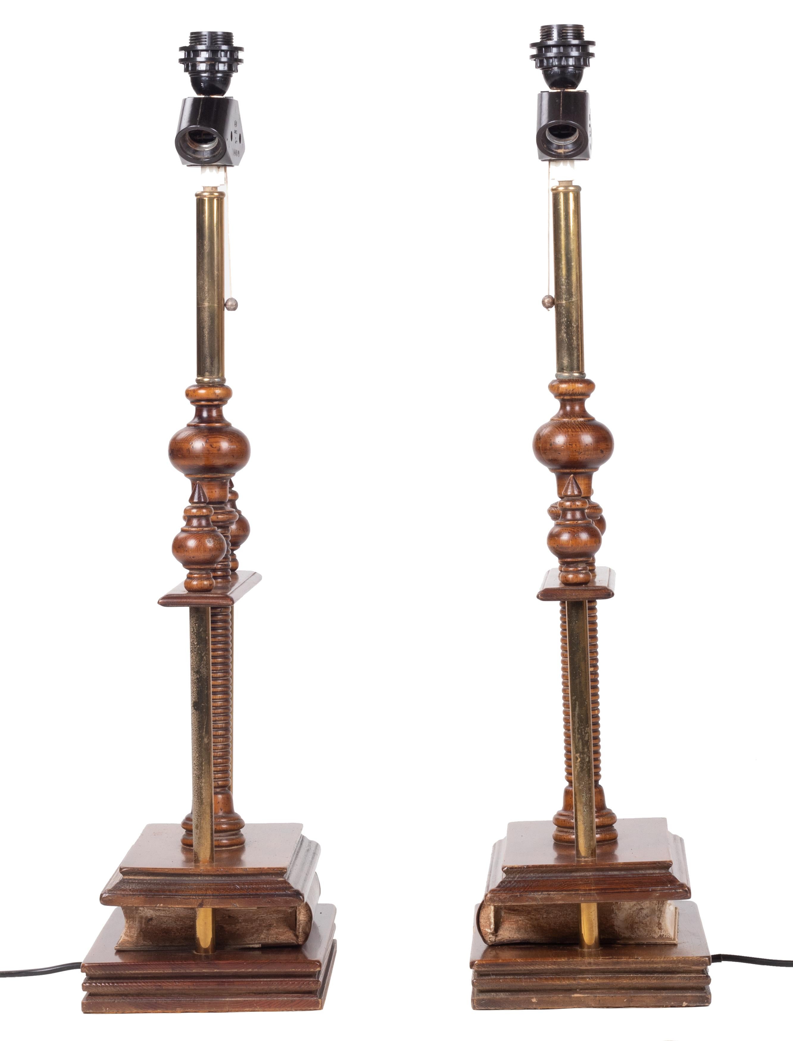 20th Century 1980s Spanish Pair of Book Press Table Lamps