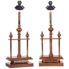 1980s Spanish Pair of Book Press Table Lamps