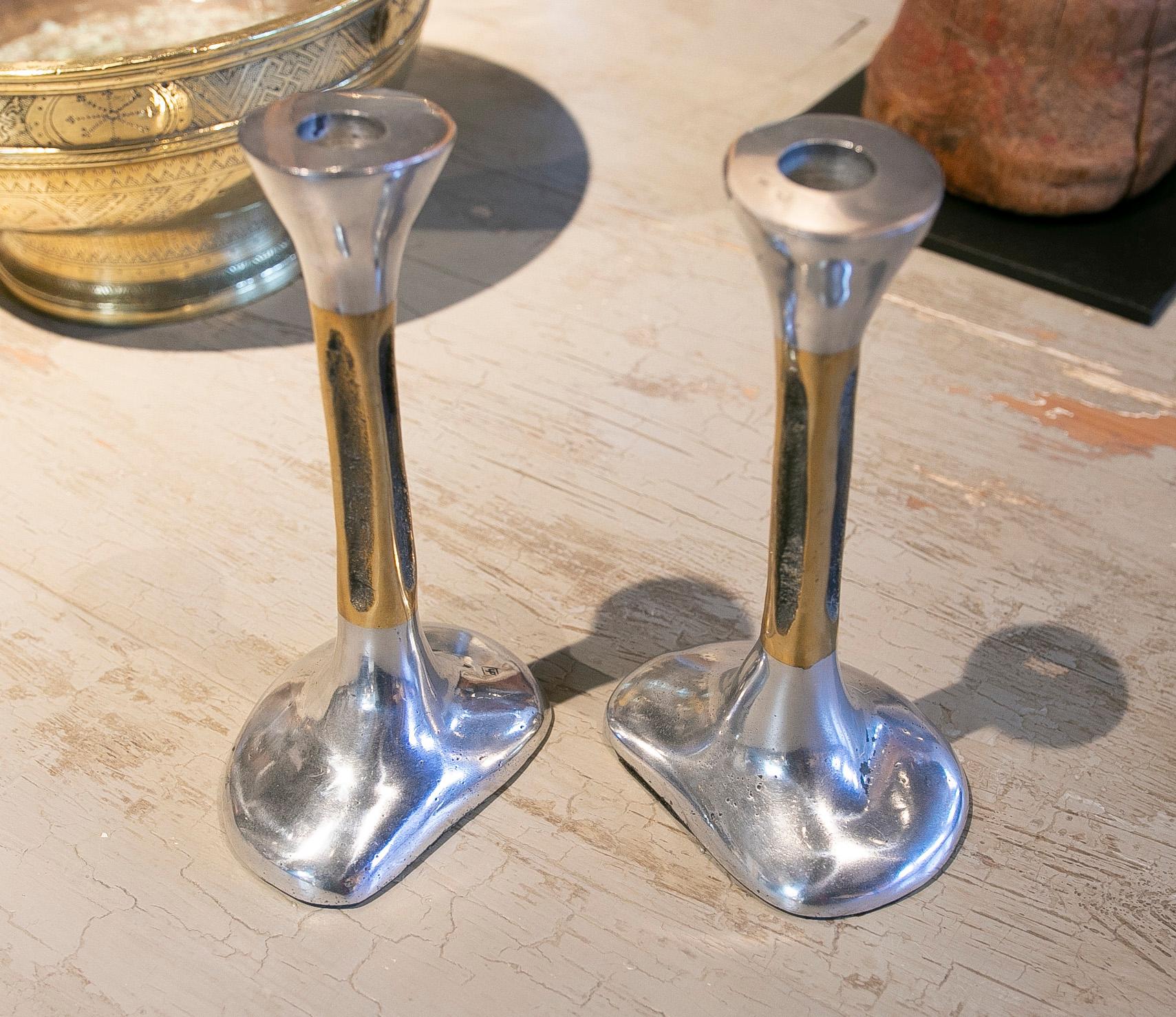 1980s Spanish Pair of Bronze Candlesticks by the Artist David Marshall  For Sale 8