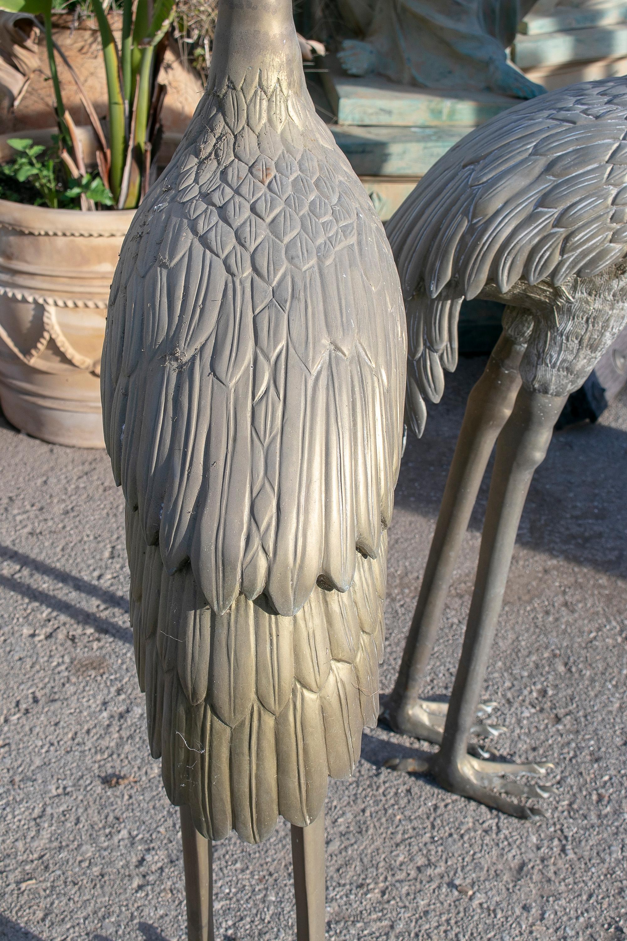 1980s Spanish Pair of Heron Garden Bronze Sculptures In Good Condition In Marbella, ES
