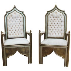 1980s Spanish Pair of Two-Tone Brass Armchairs in Alfonso Dubarry's Style