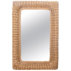 1980s Spanish Rectangular Wicker Frame Mirror 1980s Spanish Rectangular Wicker Frame Mirror
