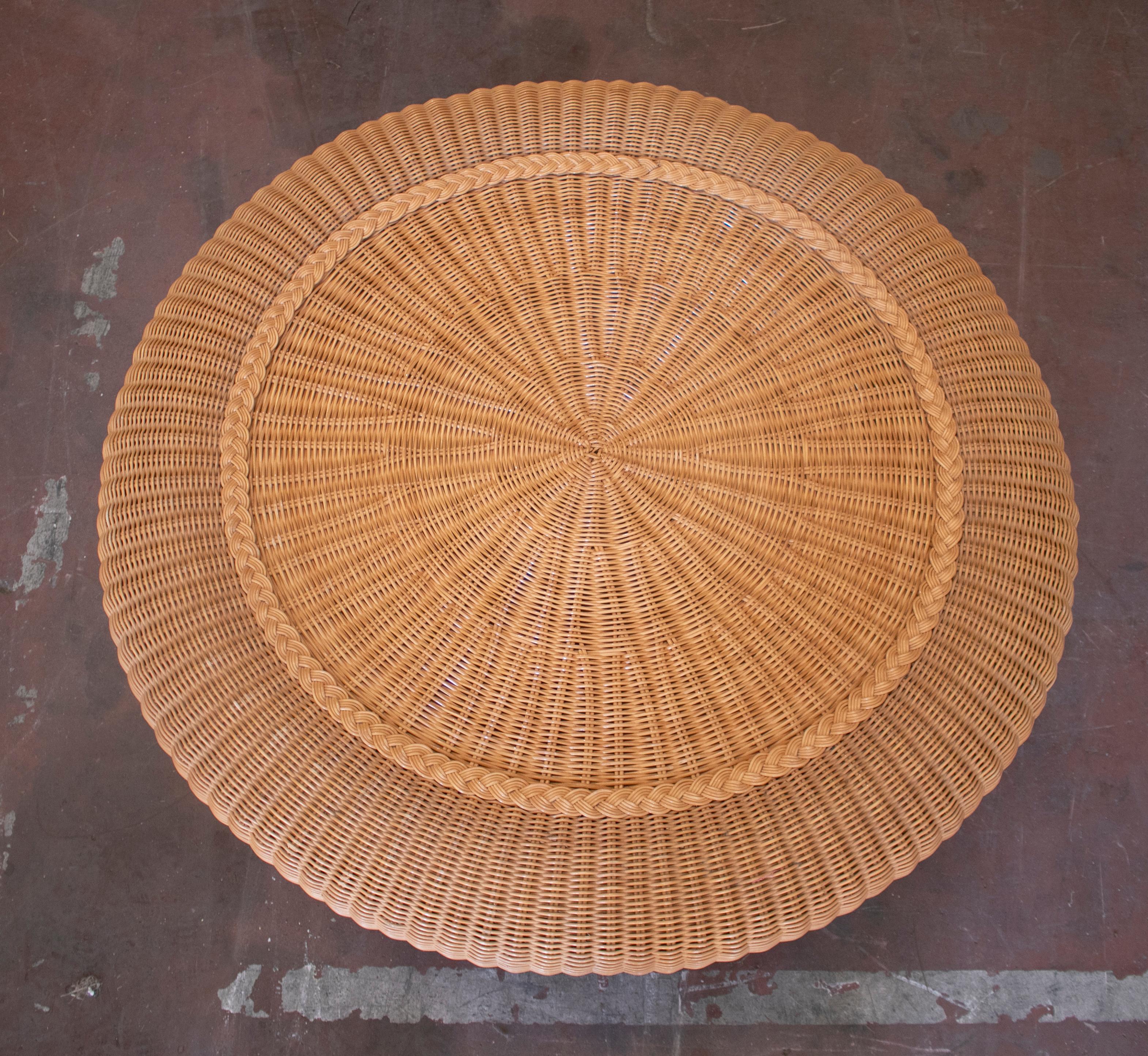 round wicker coffee tables