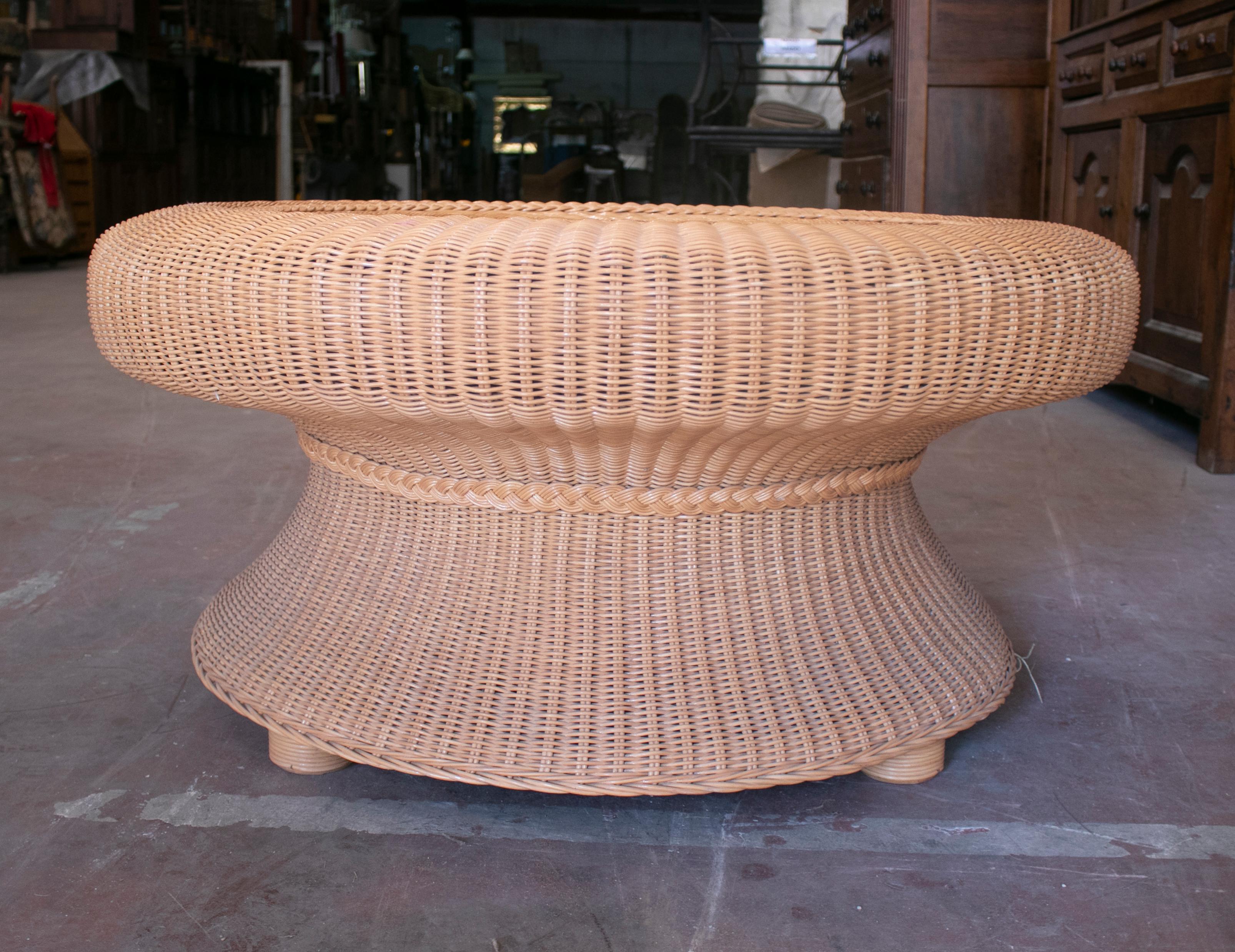 round woven coffee table