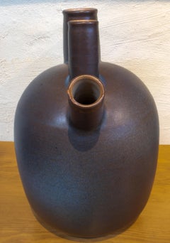 1980s Spanish Three Mouth Ceramic Vase Signed Fernando 12/1980