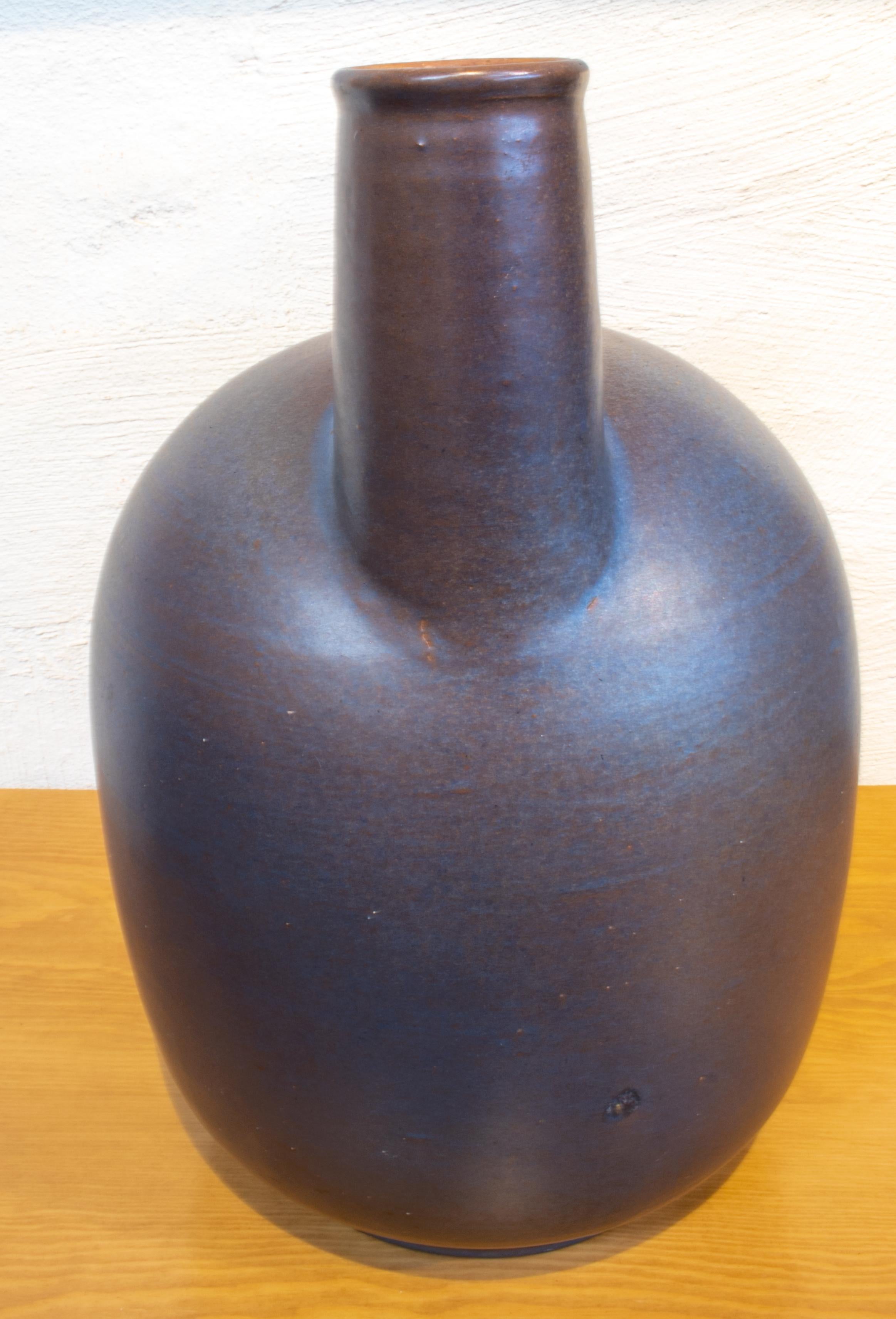 1980s Spanish Three Mouth Ceramic Vase Signed Fernando 12/1980 2