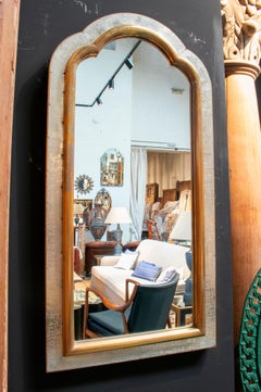1980s Spanish Two-Tone Bronze-Plated Tall Mirror