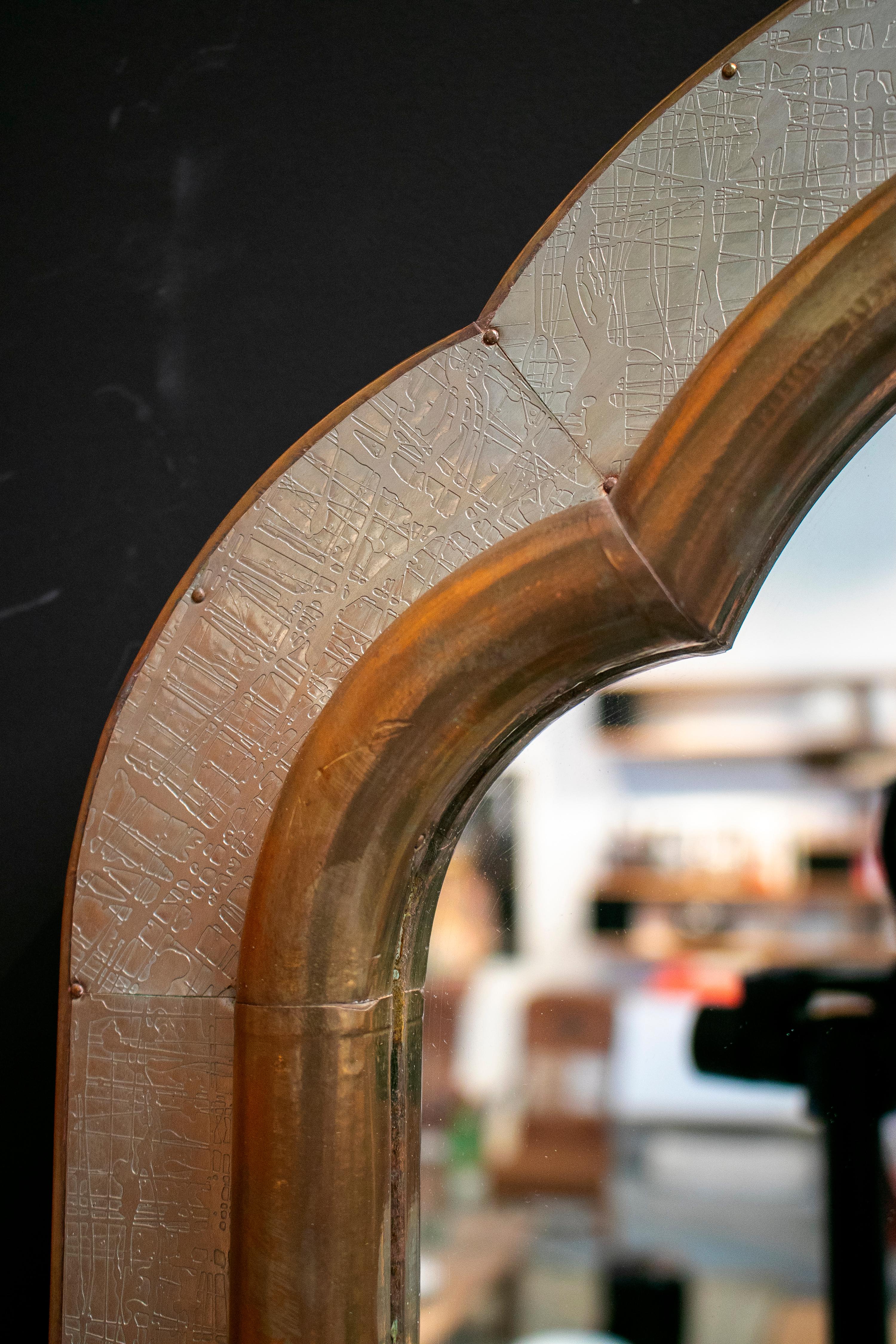 20th Century 1980s Spanish Two-Tone Bronze-Plated Tall Mirror
