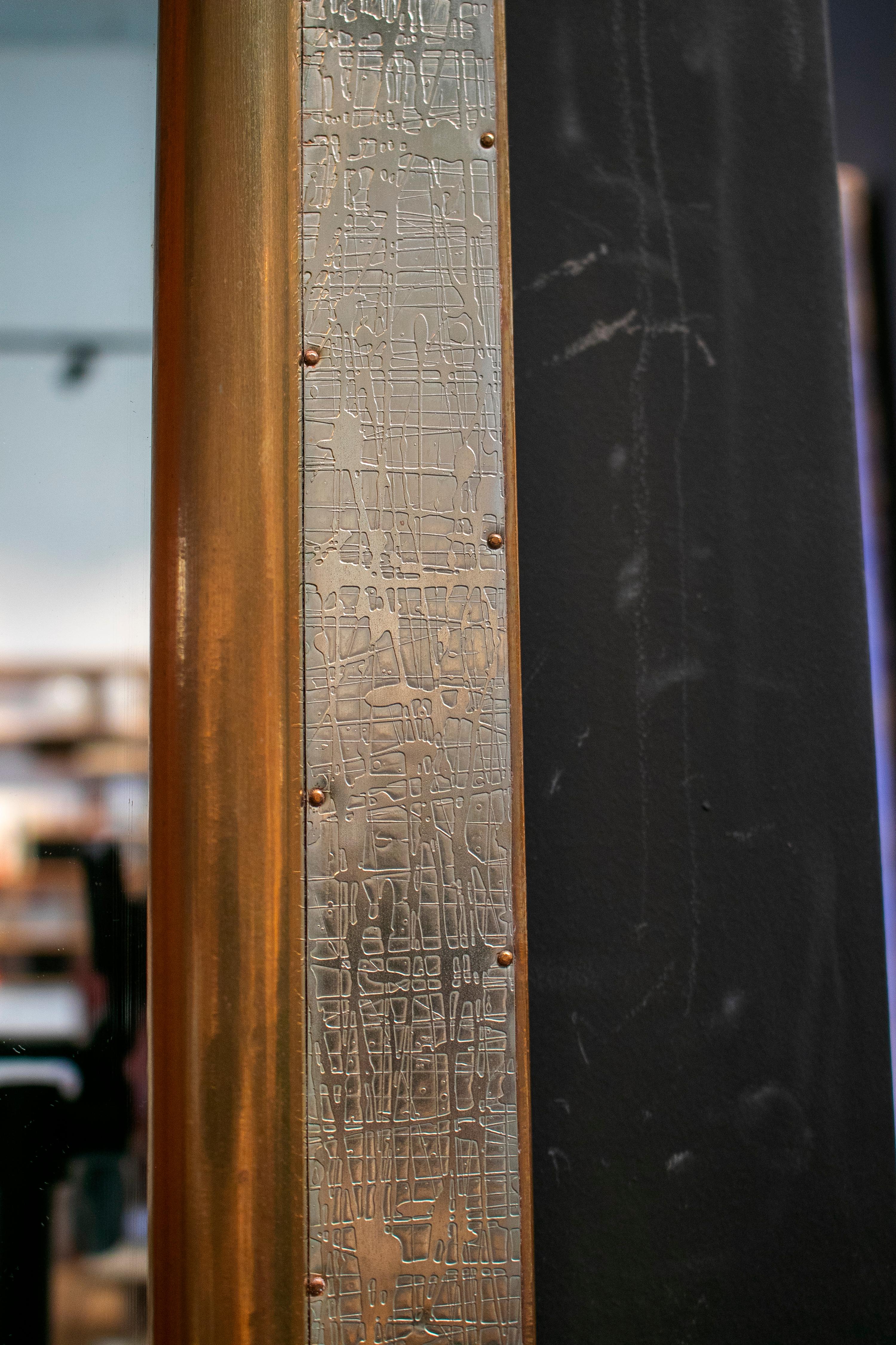 1980s Spanish Two-Tone Bronze-Plated Tall Mirror 2
