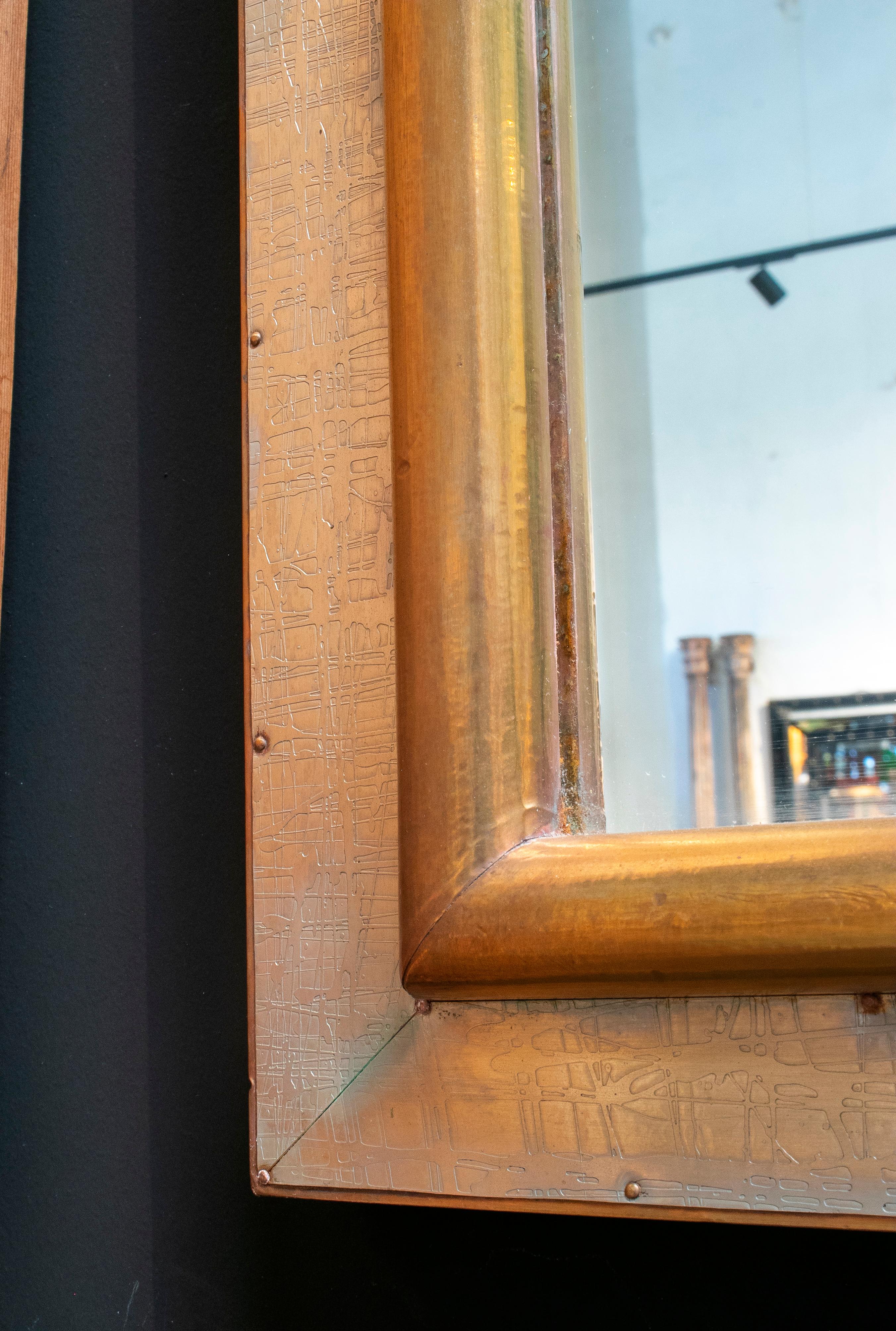 1980s Spanish Two-Tone Bronze-Plated Tall Mirror 4