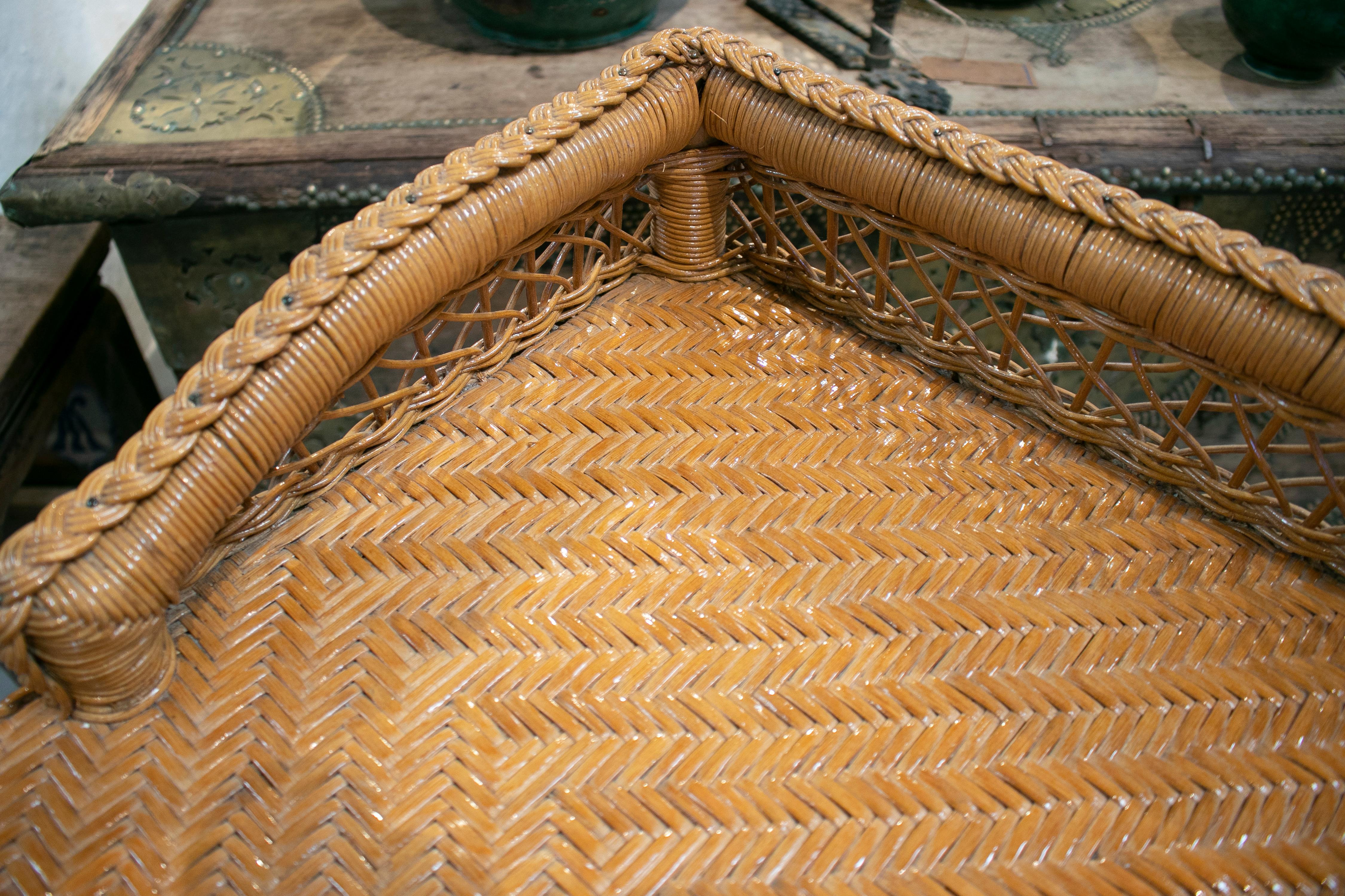 1980s Spanish Weaved Rattan Three-Drawer Office Desk 8