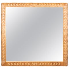 1980s Spanish Wicker and Bamboo Handmade Mirror with Frame