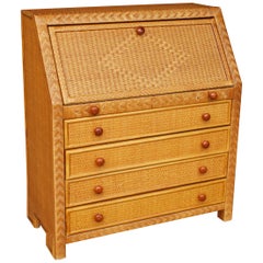 1980s Spanish Wicker Bureau with Four Drawers