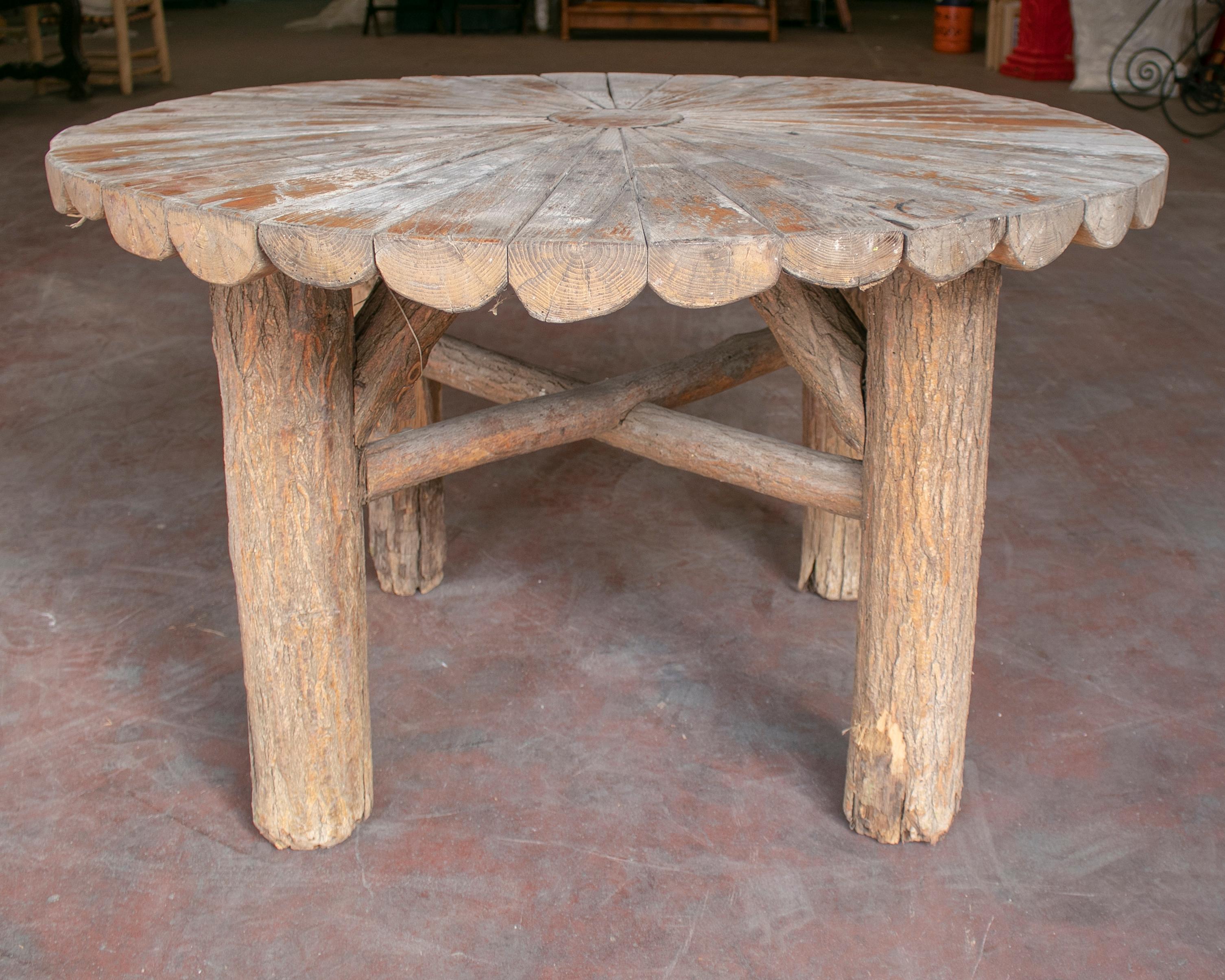 1980s Spanish wooden garden table.