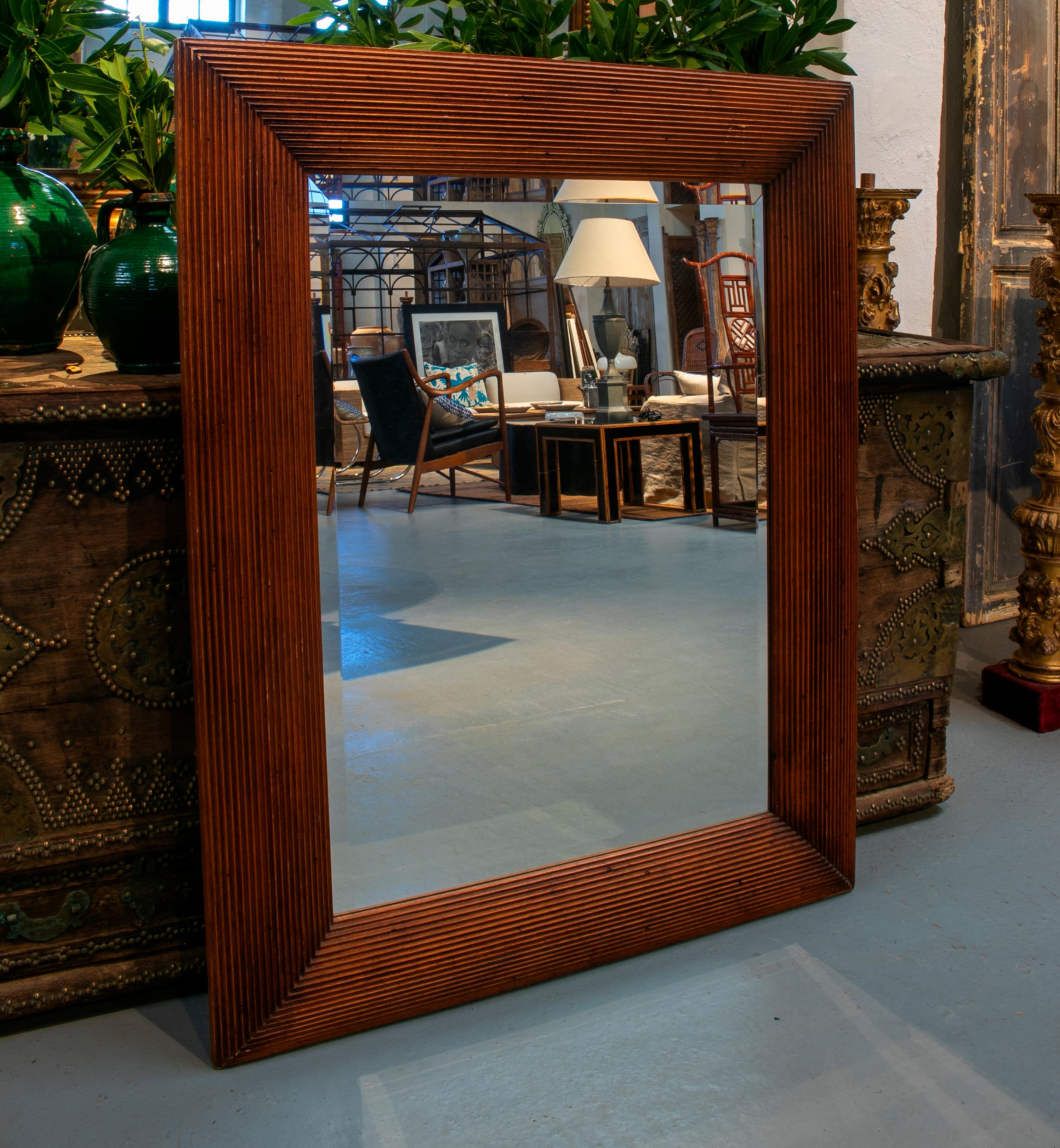 1980s Spanish wooden mirror.
