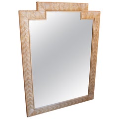 1980s Spanish Wooden Wall Mirror with Wicker Covering