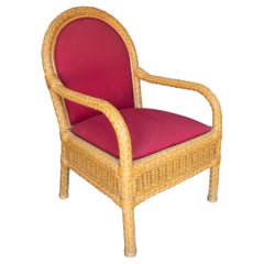 1980s Spanish Woven Wicker Armchair 1980s Spanish Woven Wicker Armchair