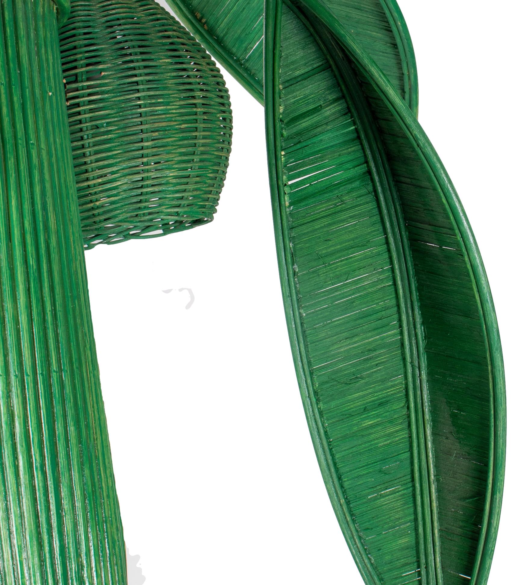 1980s Spanish Woven Wicker Green Palm Tree Statue 6