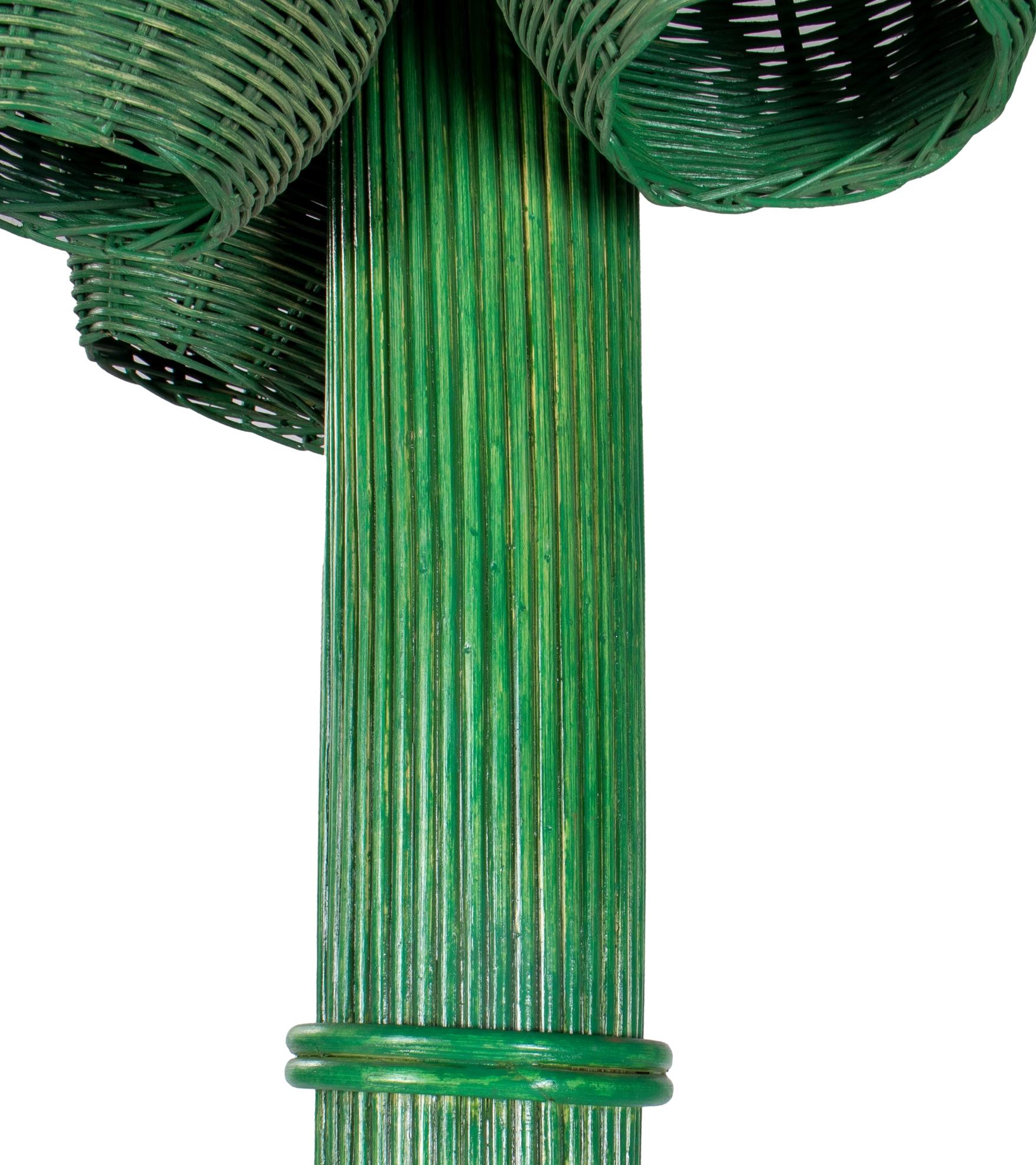 1980s Spanish Woven Wicker Green Palm Tree Statue 3