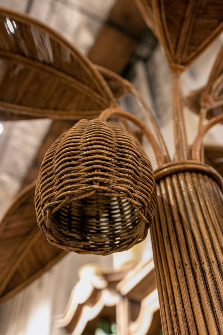 1980s Spanish Woven Wicker Palm Tree Statue For Sale at 1stDibs