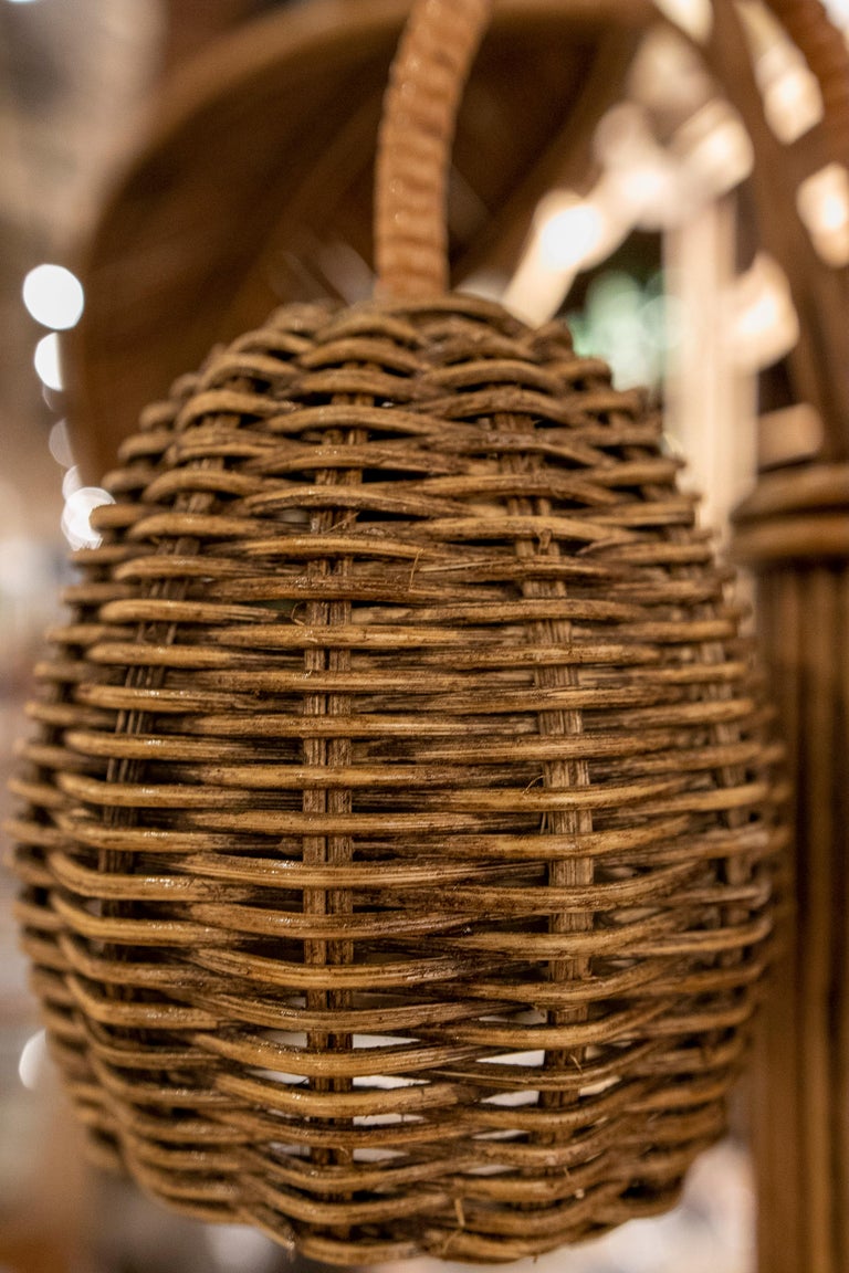 1980s Spanish Woven Wicker Palm Tree Statue For Sale at 1stDibs