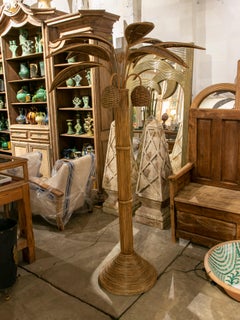 1980s Spanish Woven Wicker Palm Tree Statue