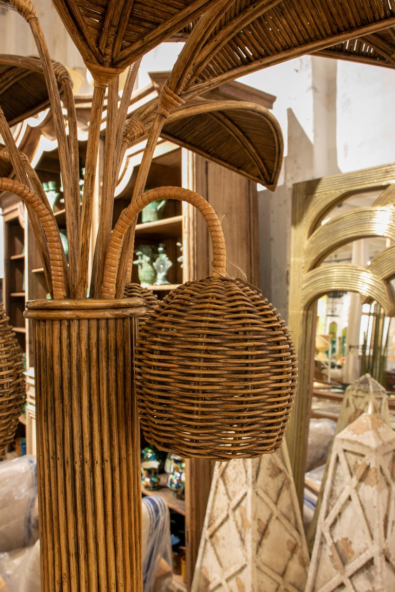 1980s Spanish Woven Wicker Palm Tree Statue For Sale at 1stDibs