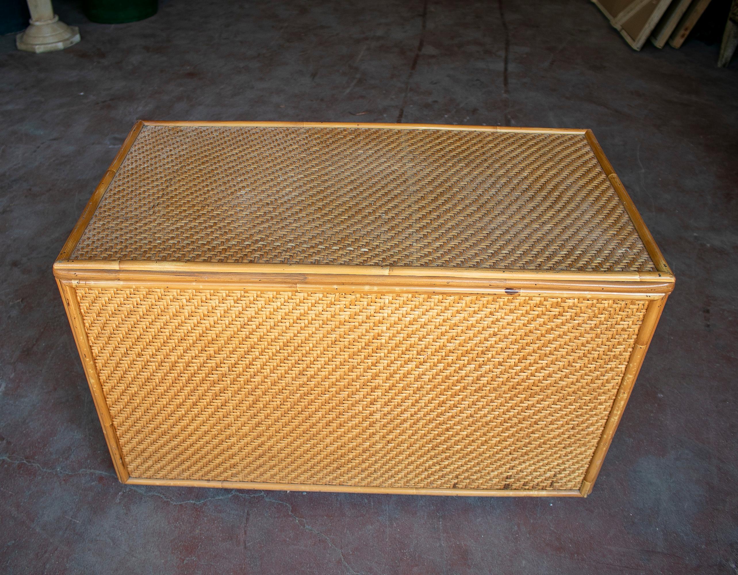 1980s Spanish Woven Wicker Trunk 6