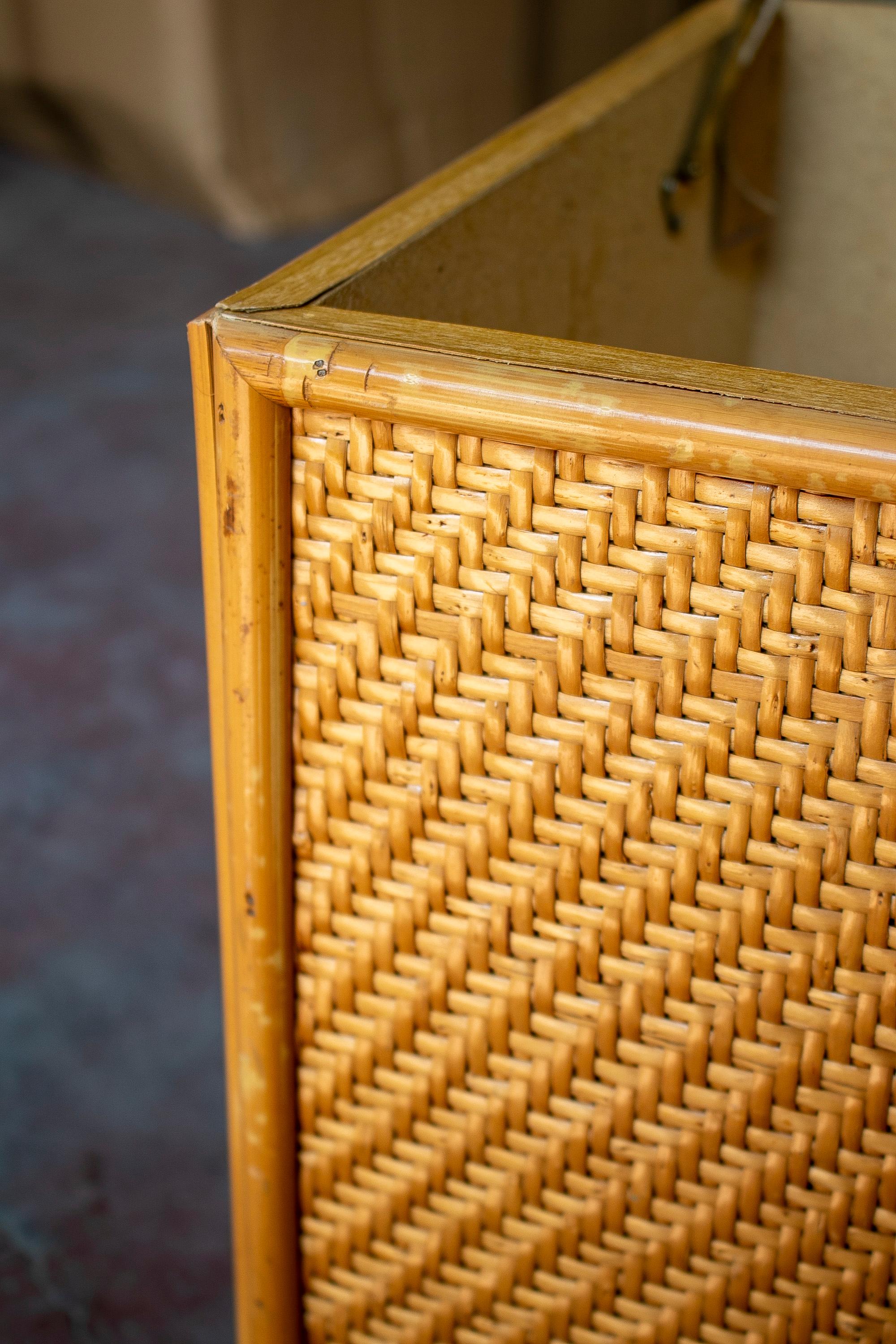 1980s Spanish Woven Wicker Trunk 9