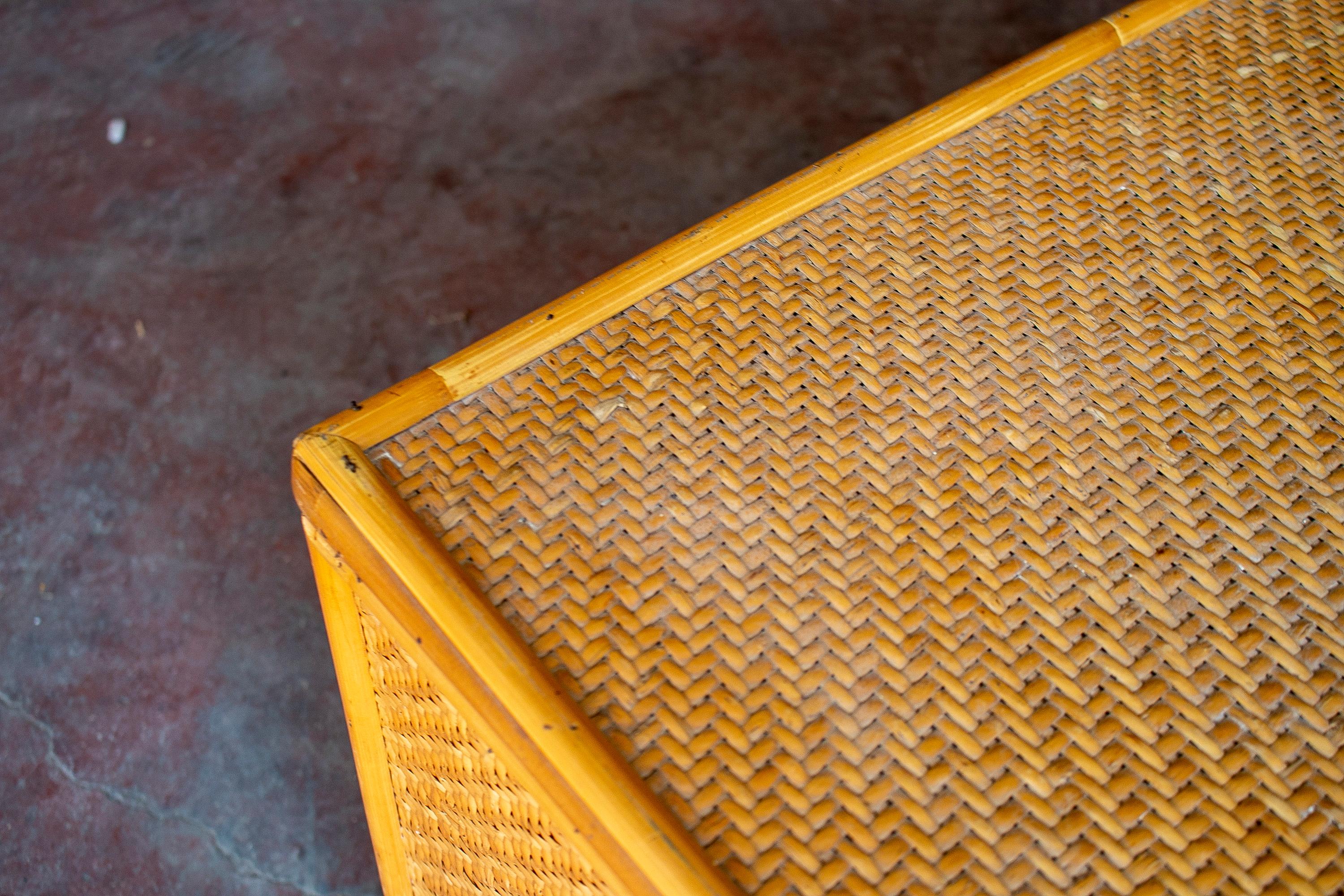 1980s Spanish Woven Wicker Trunk 10
