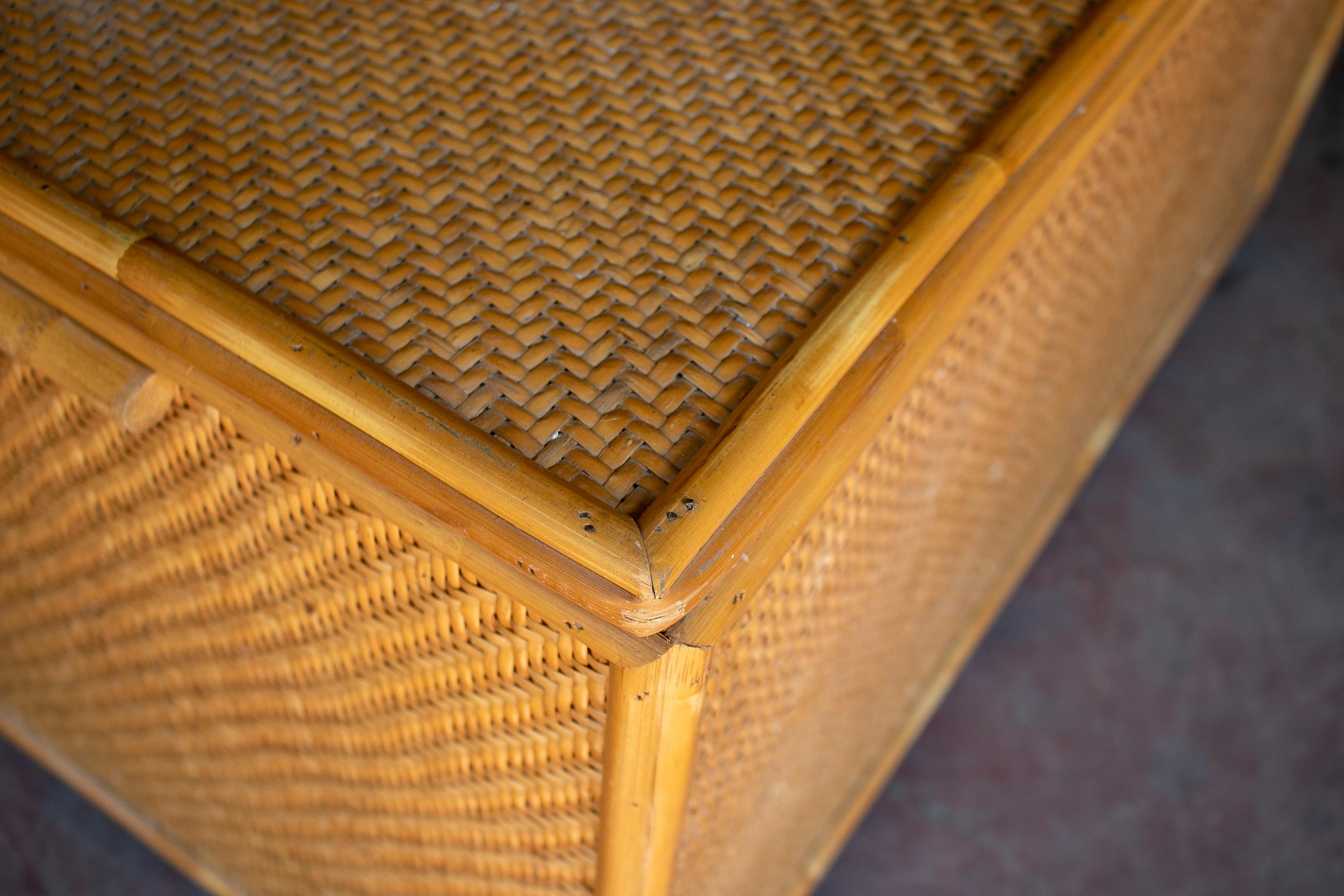 1980s Spanish Woven Wicker Trunk 12