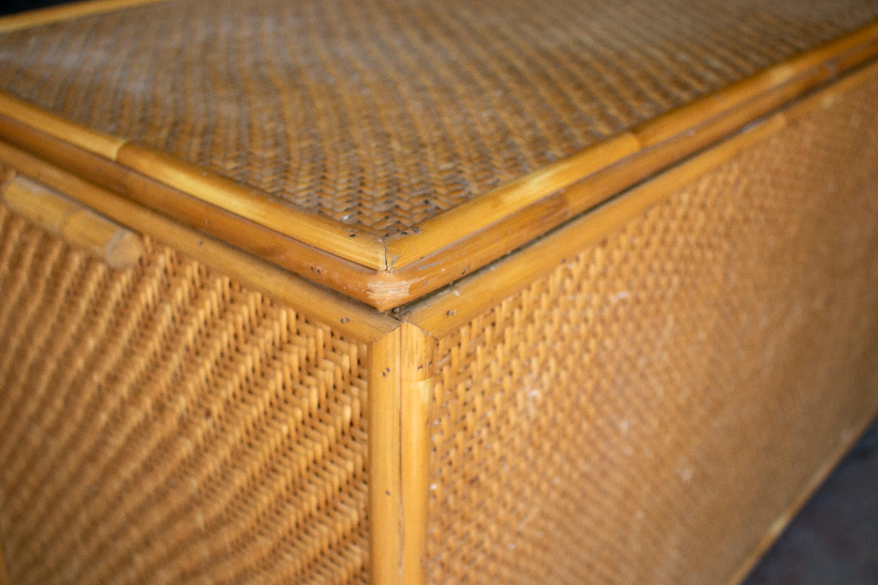 1980s Spanish Woven Wicker Trunk 13