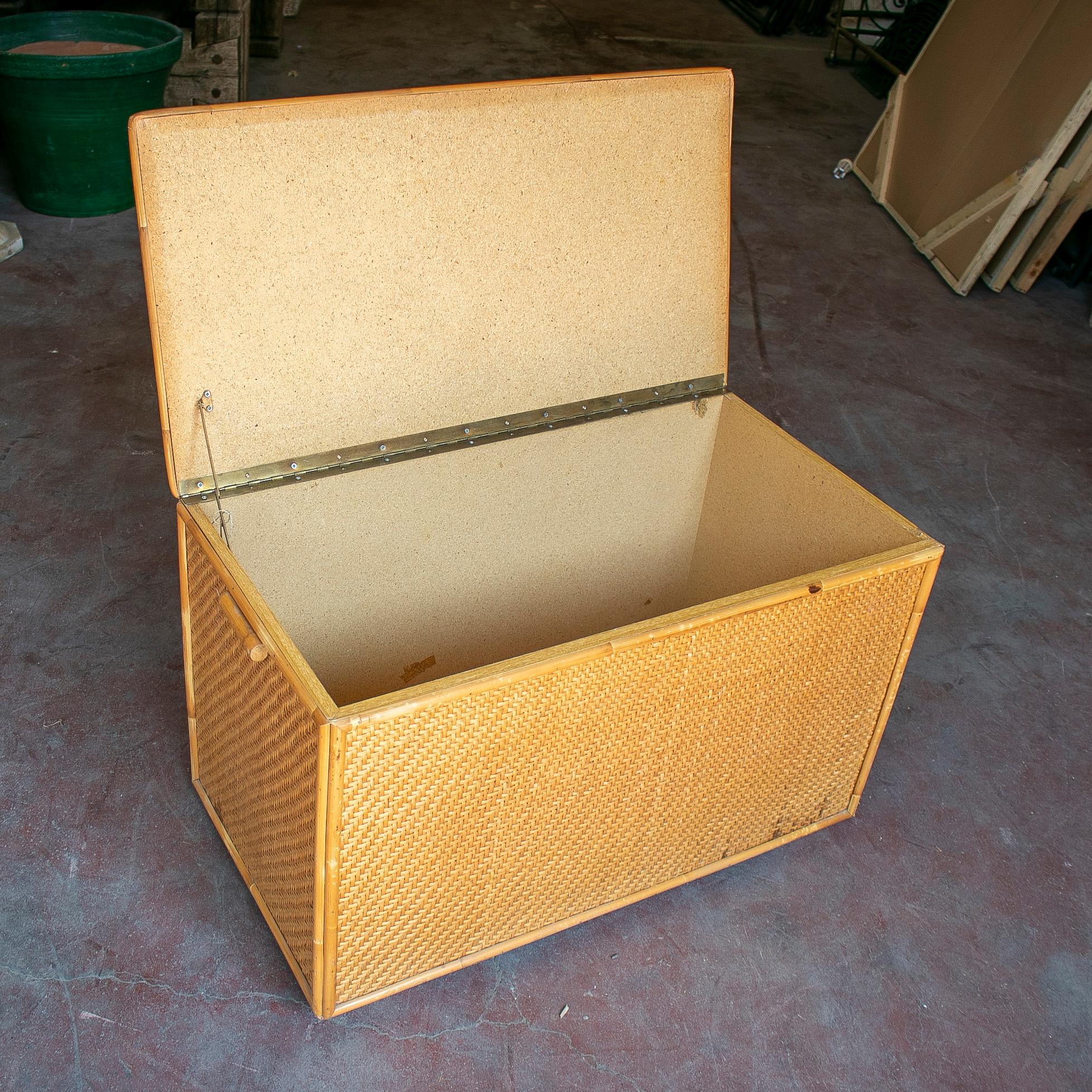 Late 20th Century 1980s Spanish Woven Wicker Trunk
