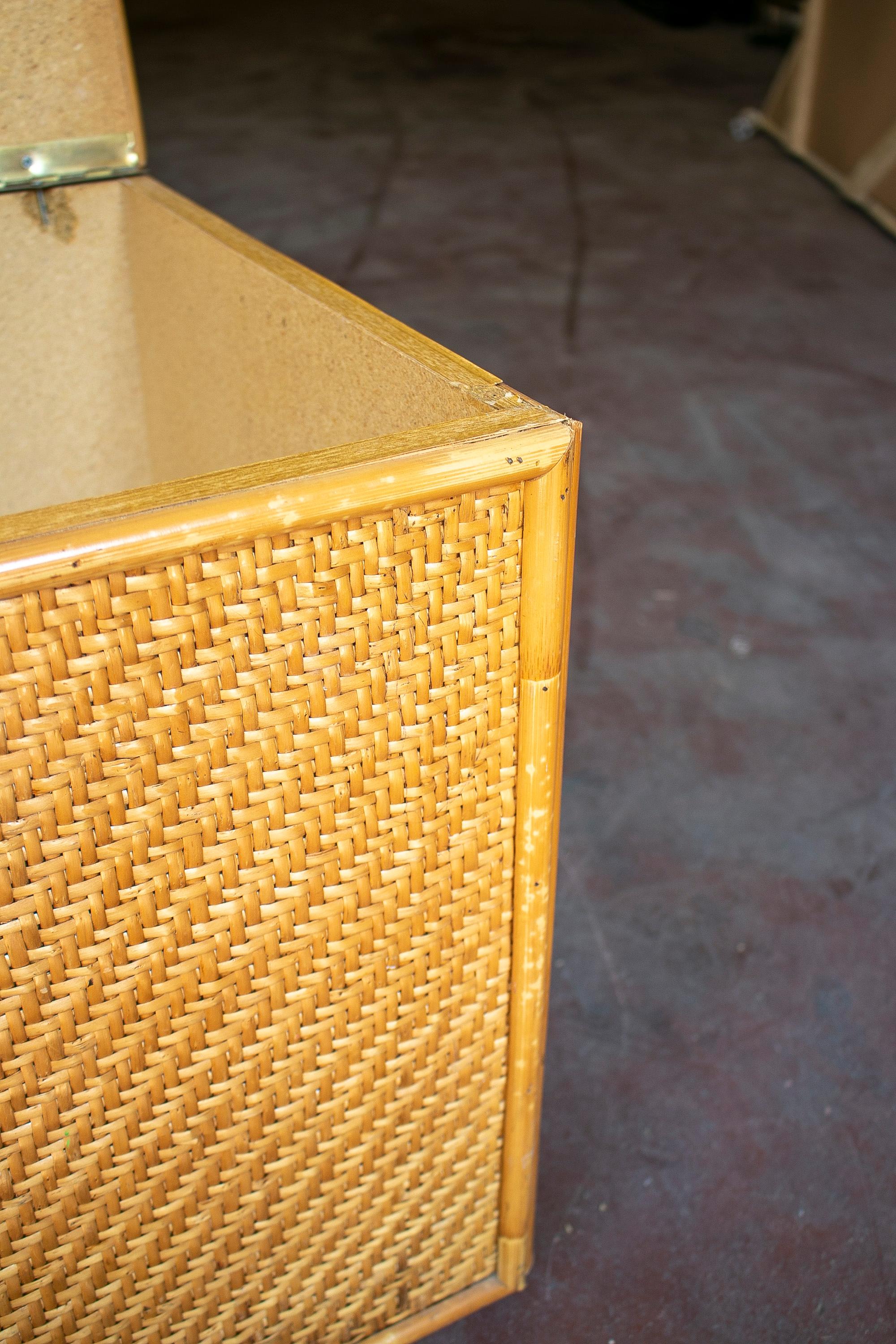 1980s Spanish Woven Wicker Trunk 1