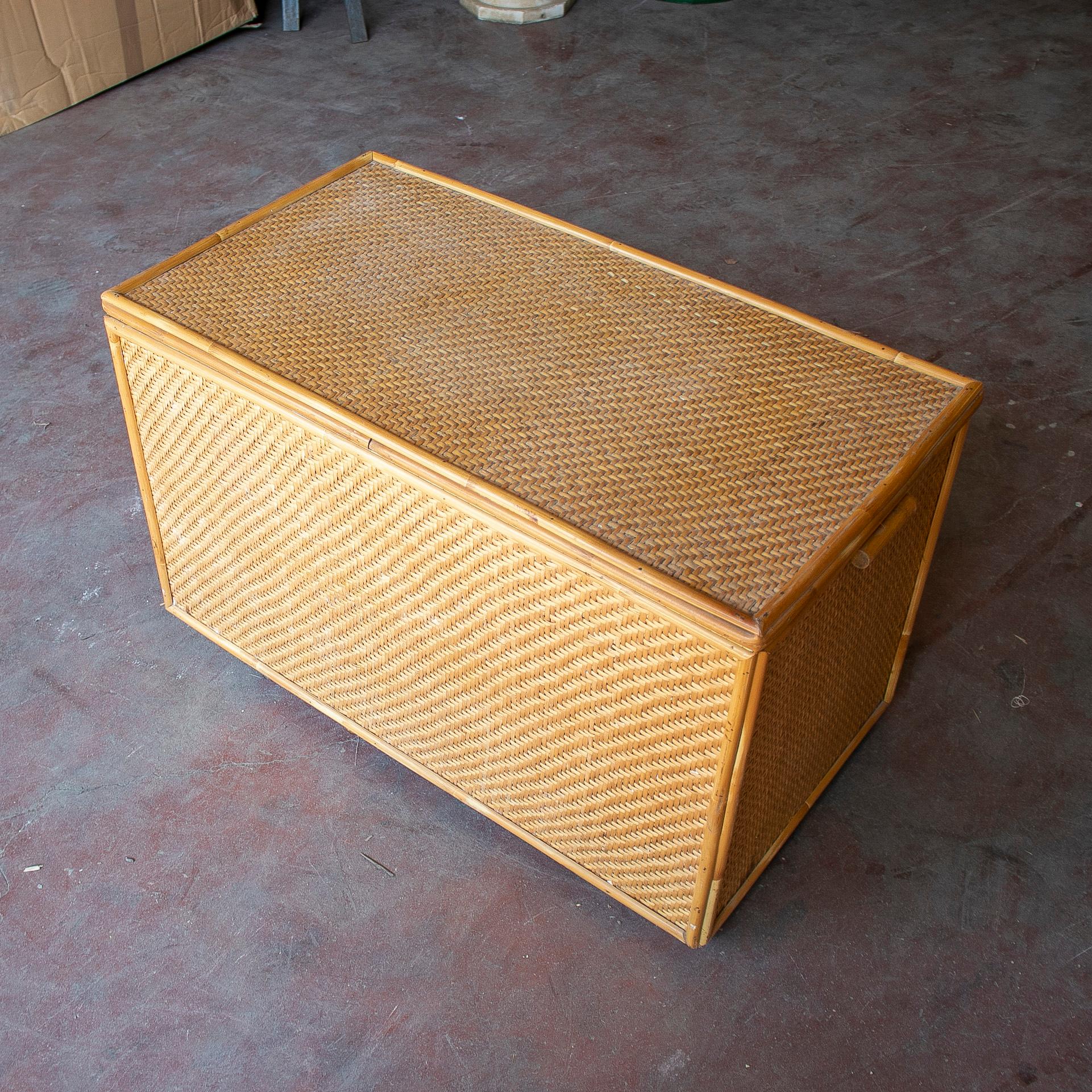 1980s Spanish Woven Wicker Trunk 2