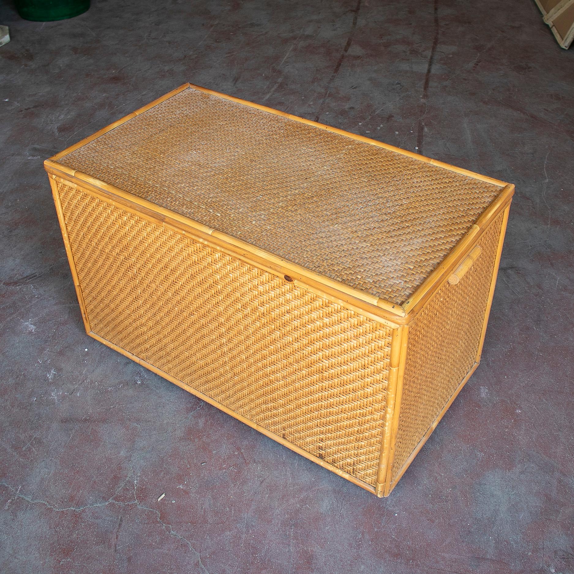 1980s Spanish Woven Wicker Trunk 3
