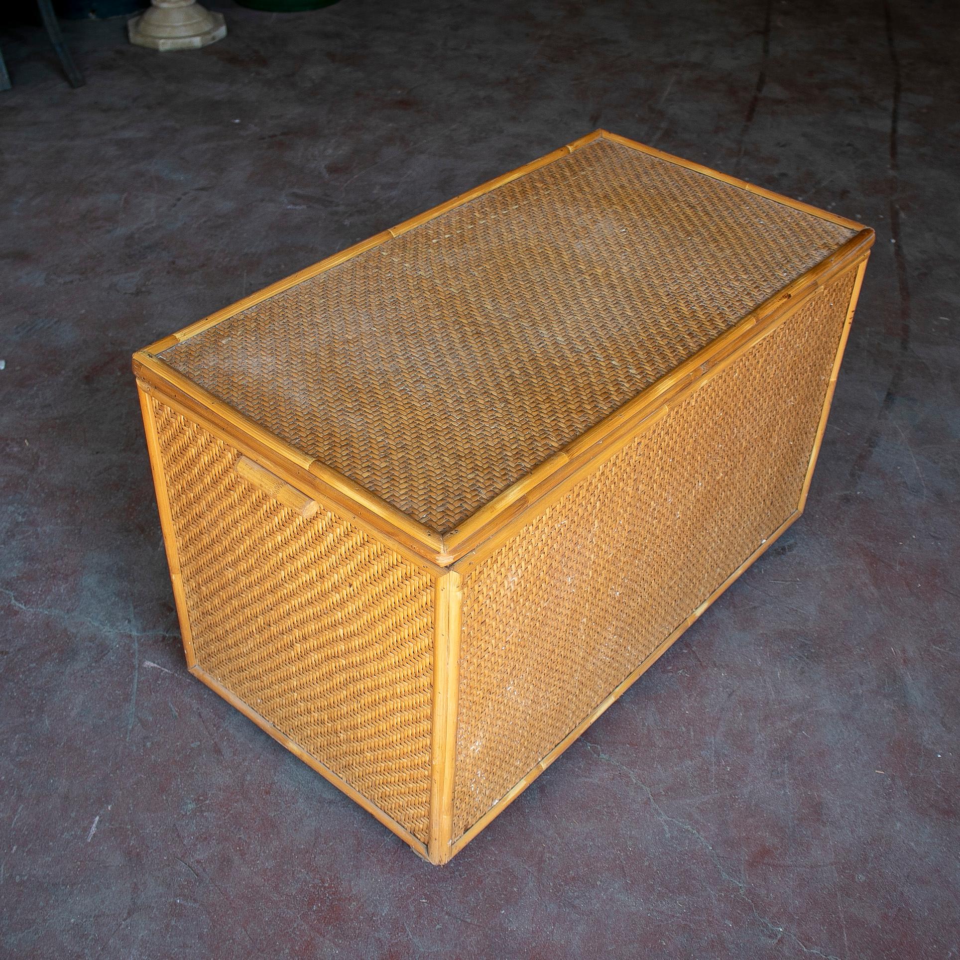 1980s Spanish Woven Wicker Trunk 5