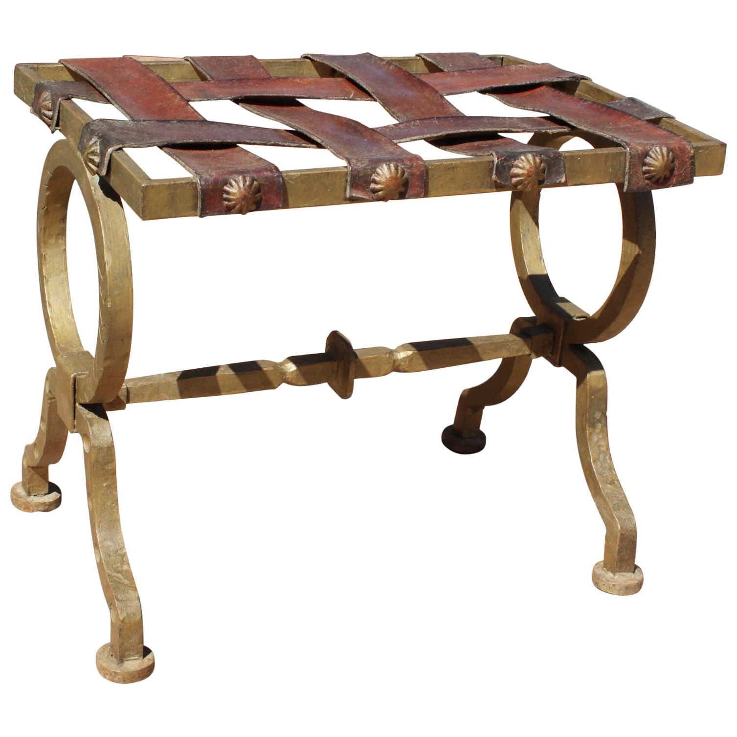 Pair of Spanish Wrought Iron and Leather Barstools For Sale at 1stDibs wrought iron bar stools